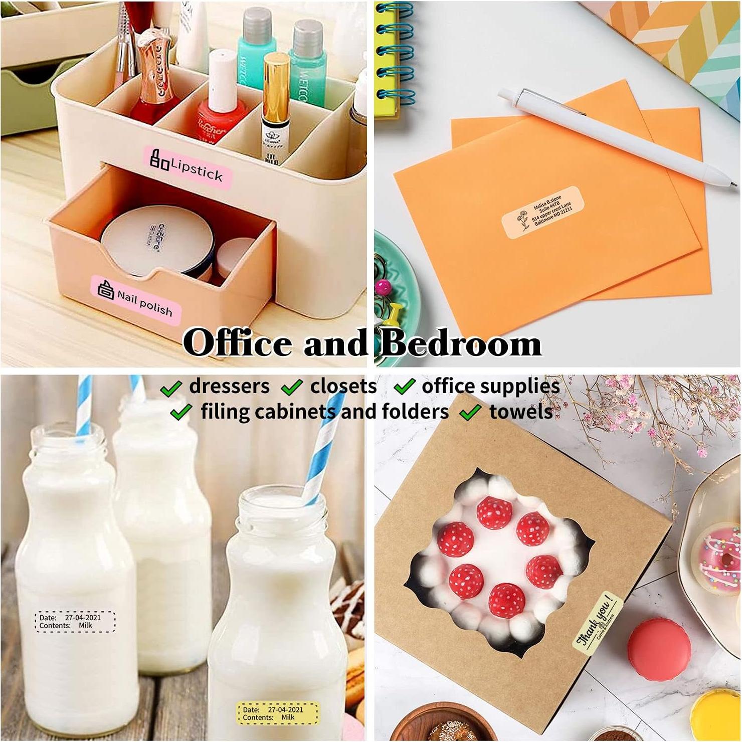 D110M Green Label Maker Machine with Tape+3 Rolls White, Clear, 5 Color Bubble Label Maker Tape