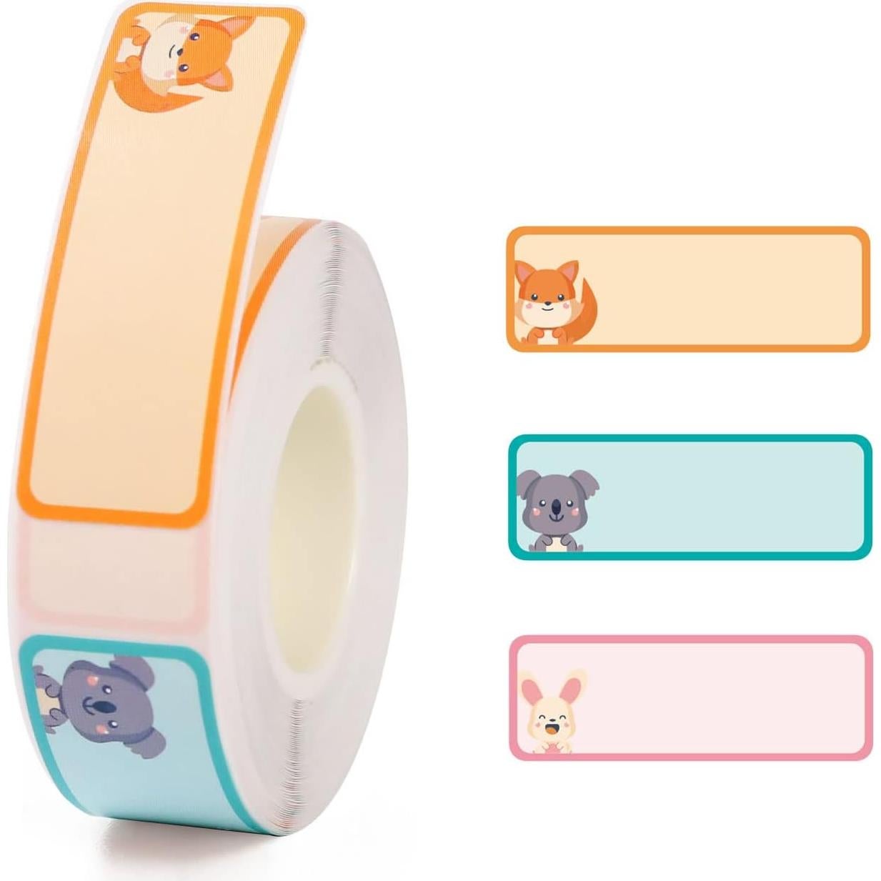 D110M Green Label Maker Machine with Tape+3 Rolls Animals, Mini Round,Fruit Colorful Label Maker Tape