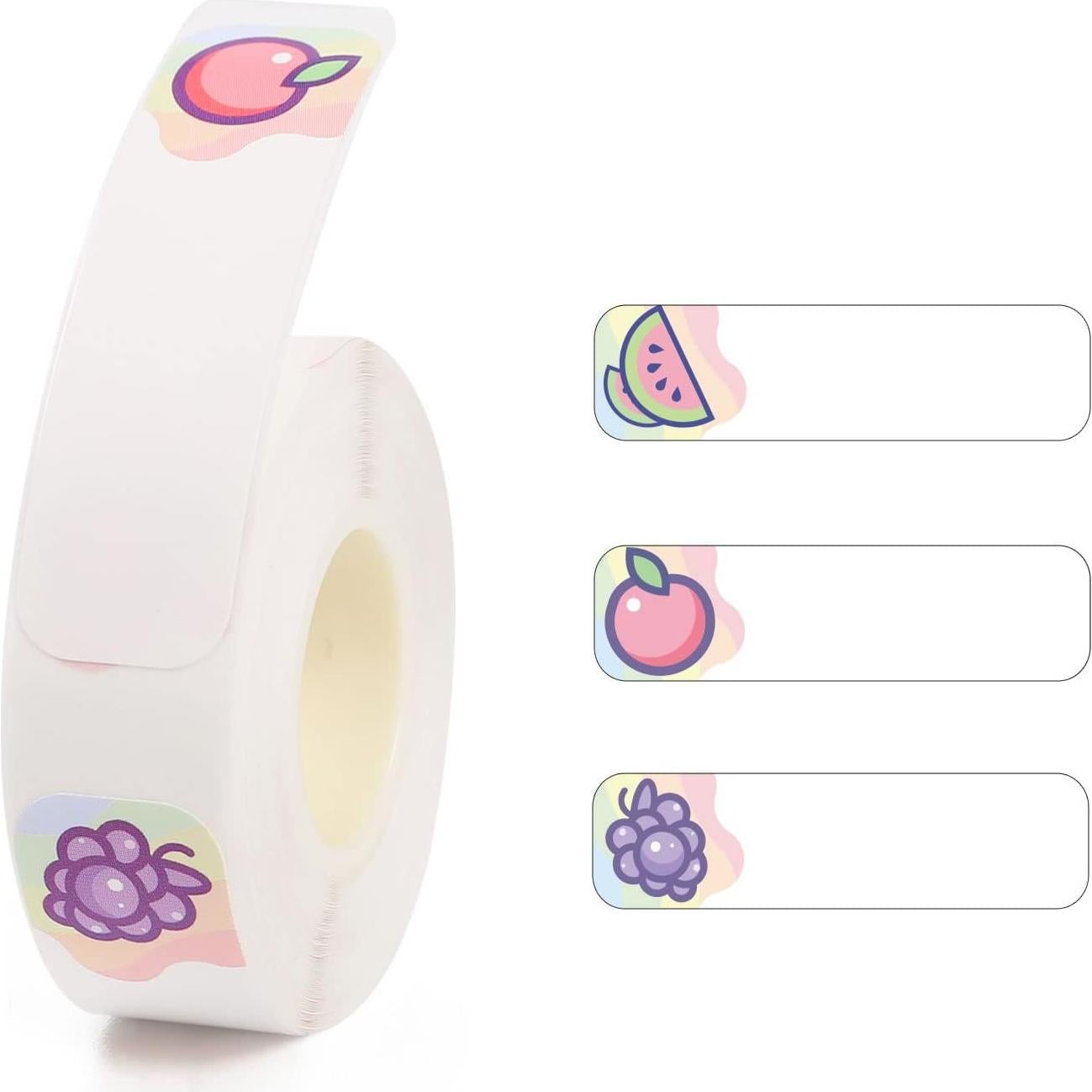D110M Green Label Maker Machine with Tape+3 Rolls Animals, Mini Round,Fruit Colorful Label Maker Tape