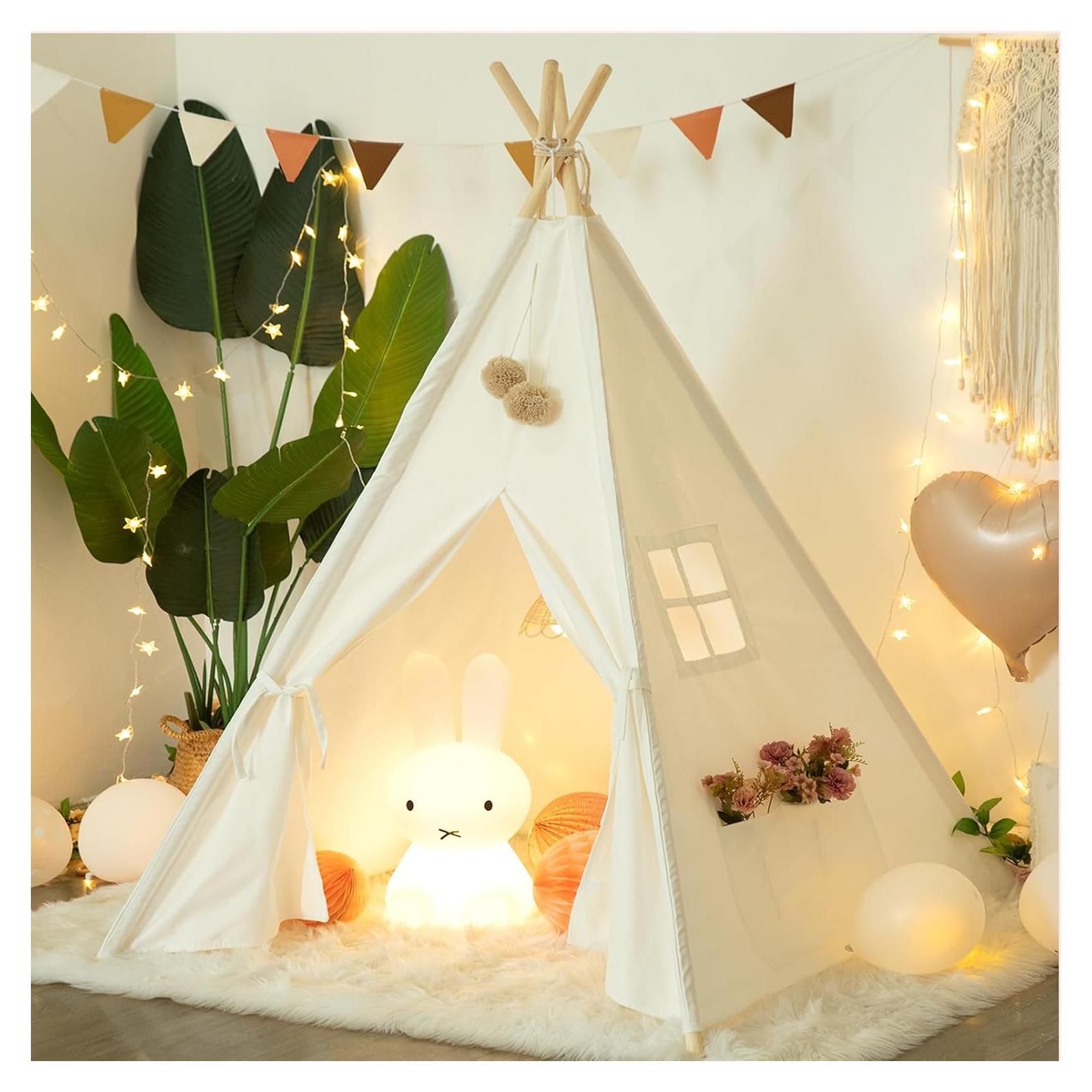 Tienda Teepee para Niños Blanco - Juego Interior y Exterior 121x142cm