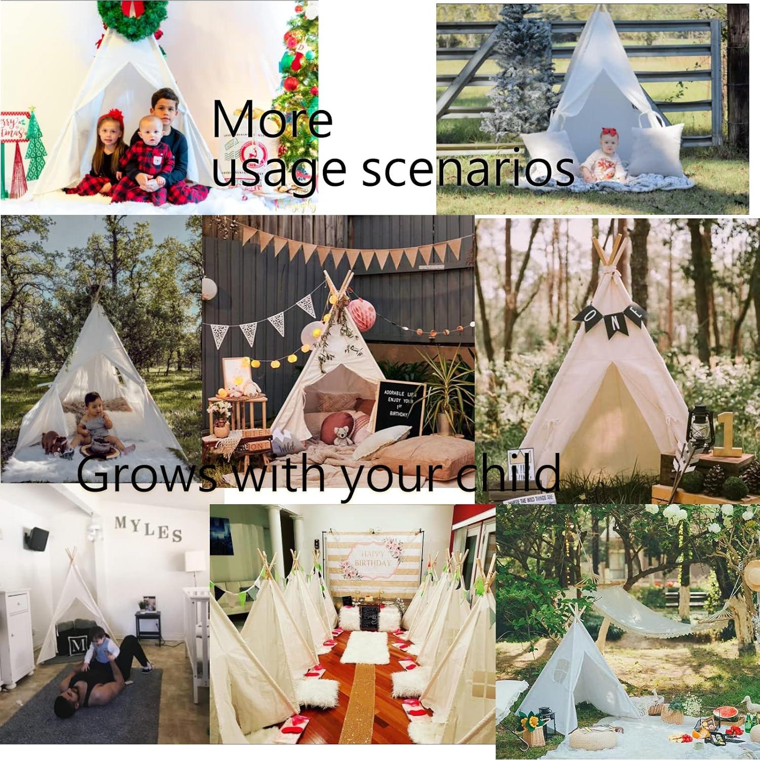 Tienda Teepee para Niños Blanco - Juego Interior y Exterior 121x142cm