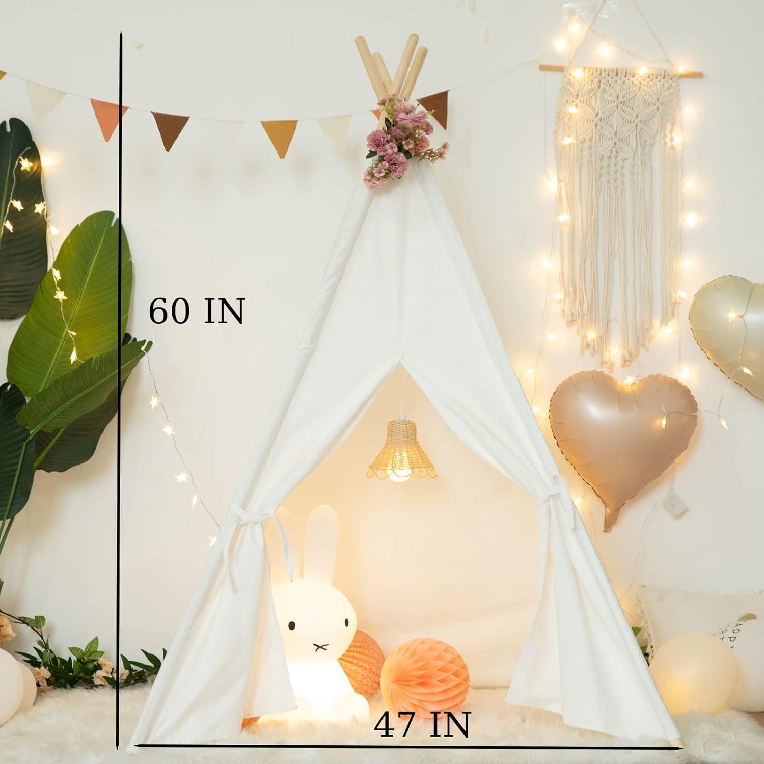 Tienda Teepee para Niños Blanco - Juego Interior y Exterior 121x142cm