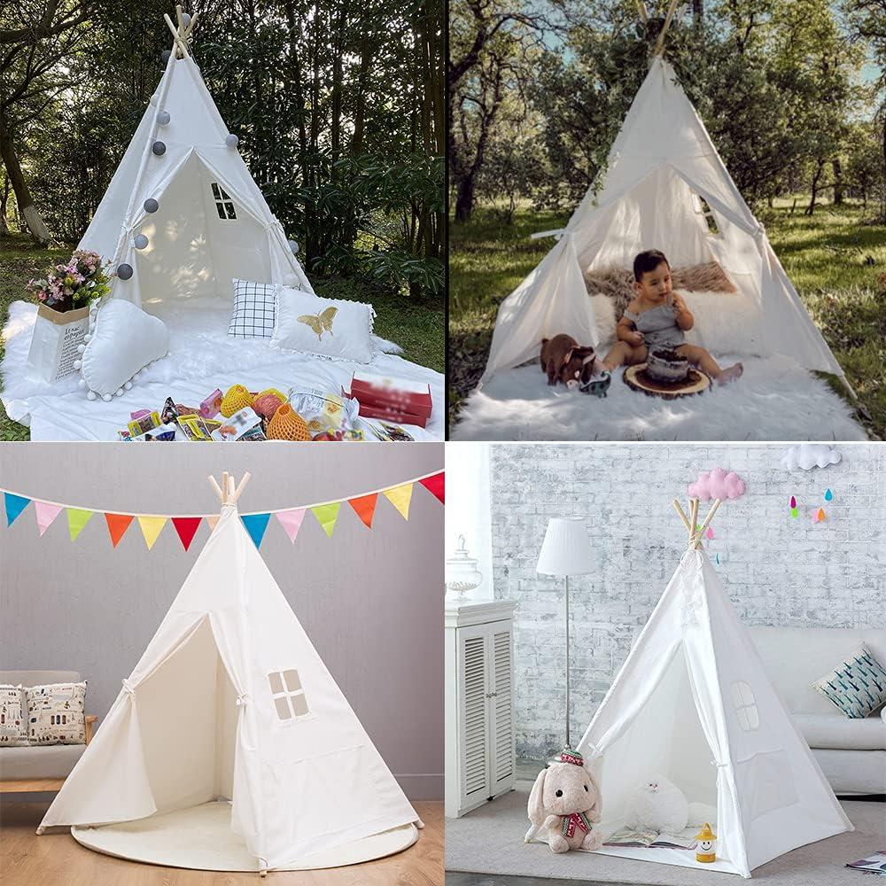Tienda Teepee para Niños Blanco - Juego Interior y Exterior 121x142cm