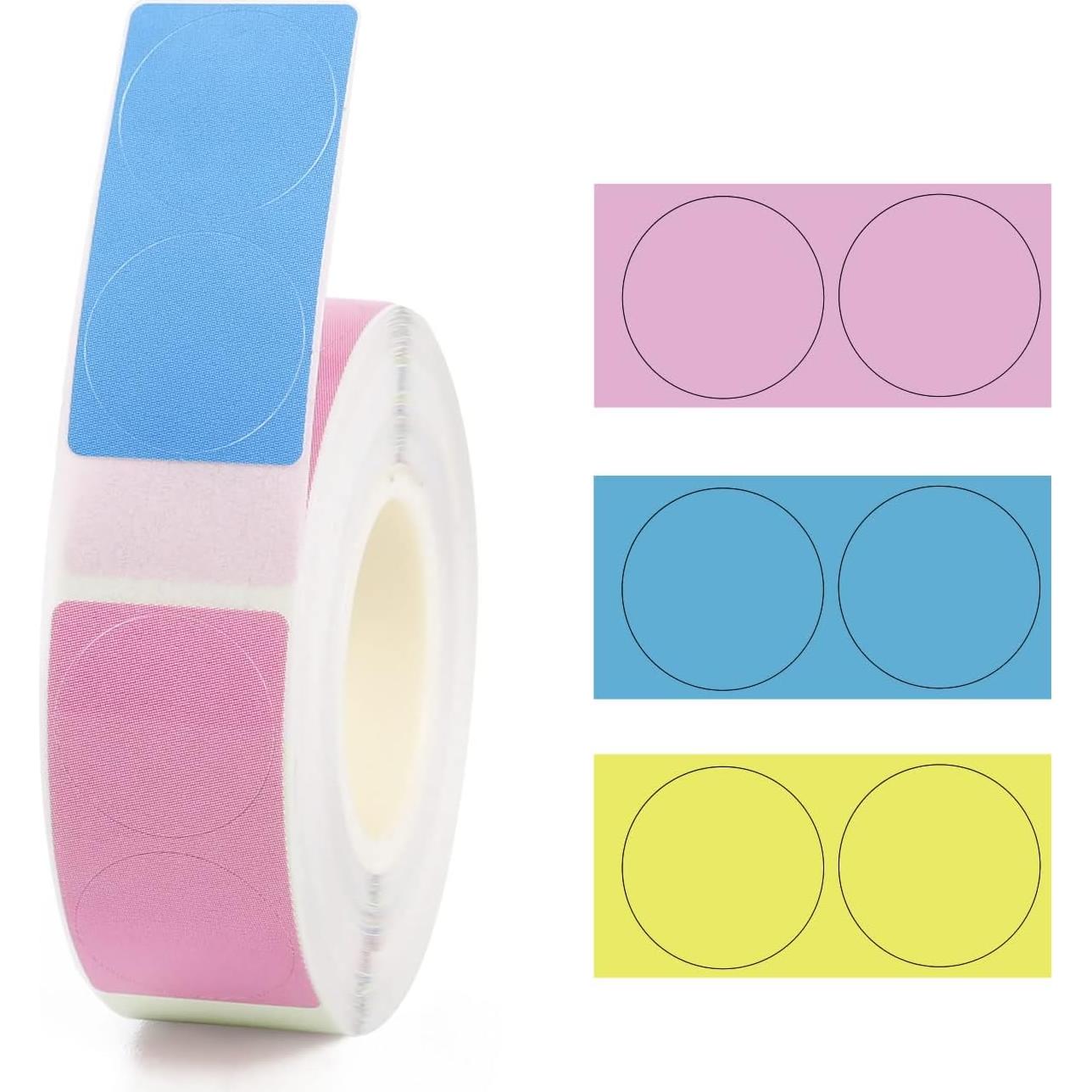 LMASBLTER D110M Blue Label Maker Machine with Tape+3 Rolls Mini Round,Fruit,Cute Fish Label Maker Tape