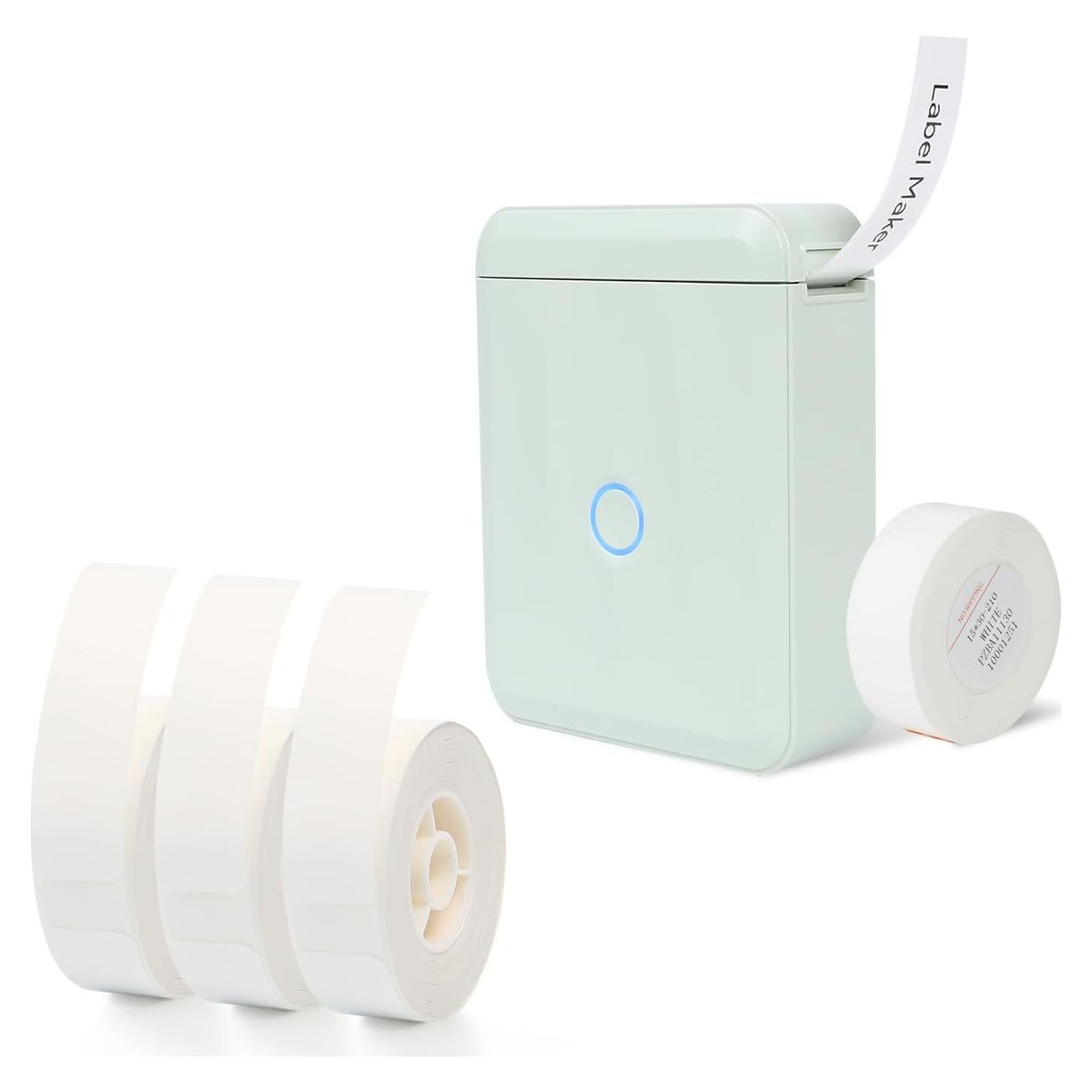 D110M Green Label Maker Machine with Tape+3 Rolls White Label Maker Tape