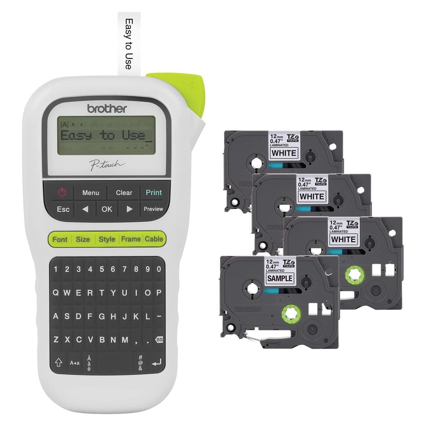 Etiquetadora portátil Brother P-Touch PTH110BP con 4 cintas