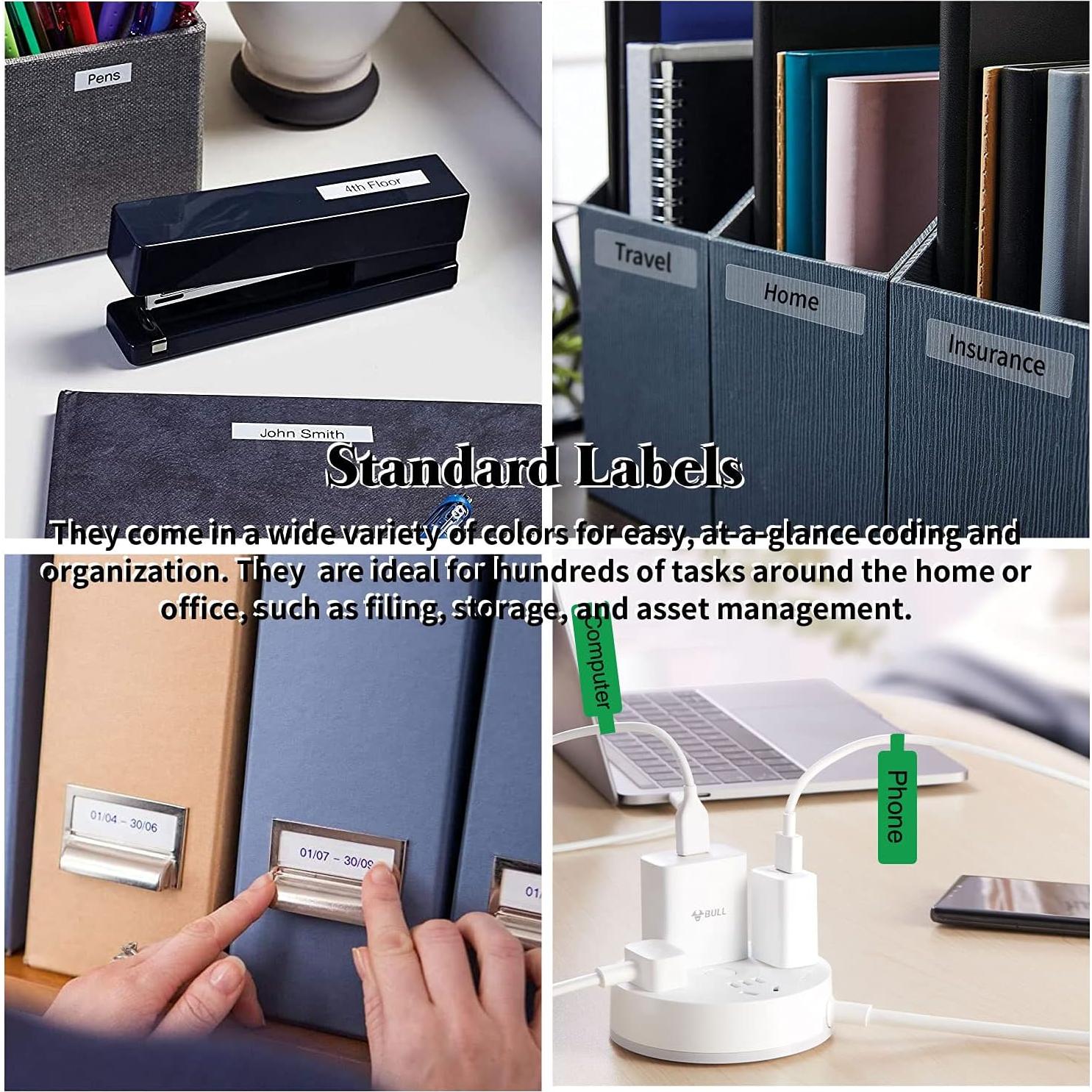 LMASBLTER D110M Blue Label Maker Machine with Tape+3 Rolls Clear, White, Glow in The Dark Label Maker Tape