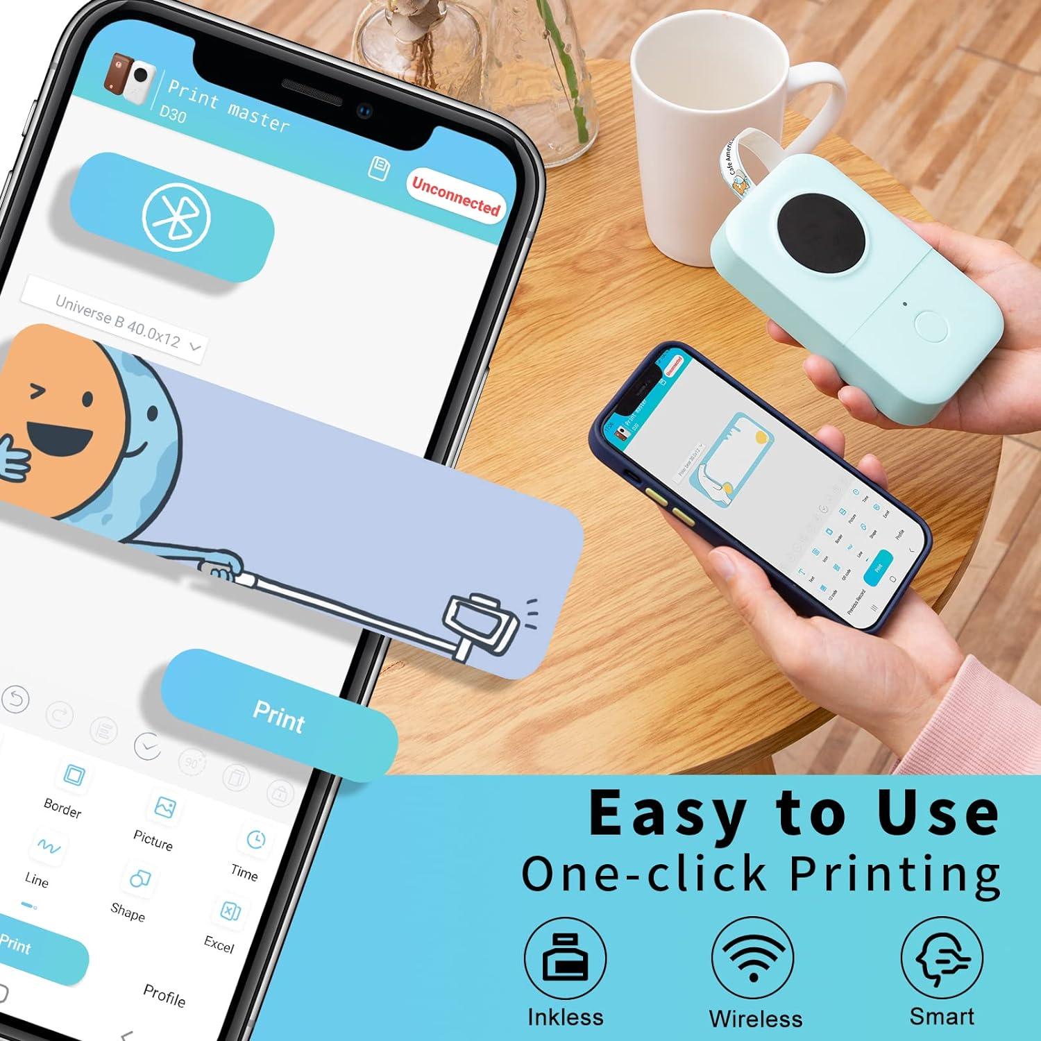 Máquina de Etiquetas Phomemo D30 Bluetooth Portátil con Estuche