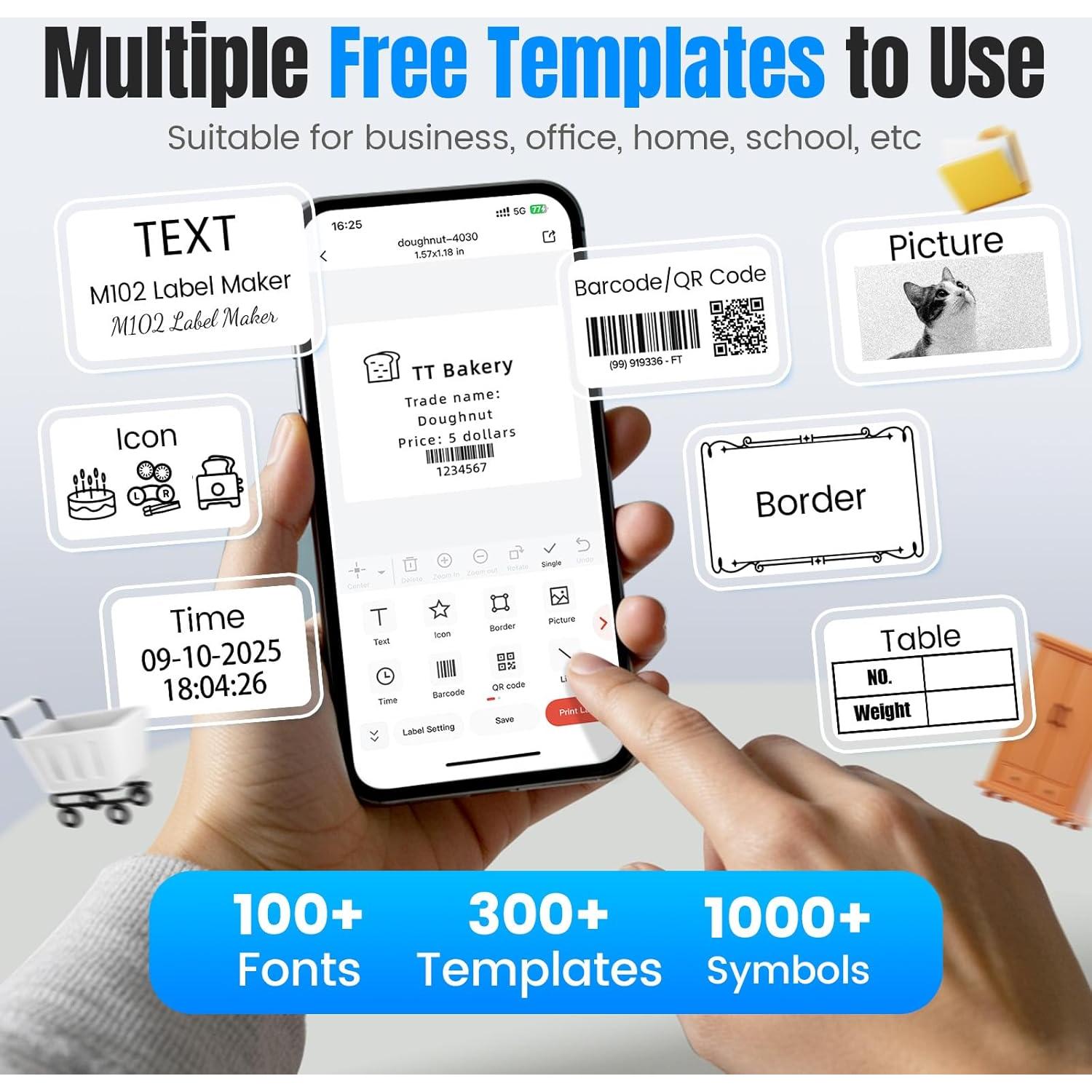 Impresora de Etiquetas Bluetooth Itari M102, 300 Plantillas