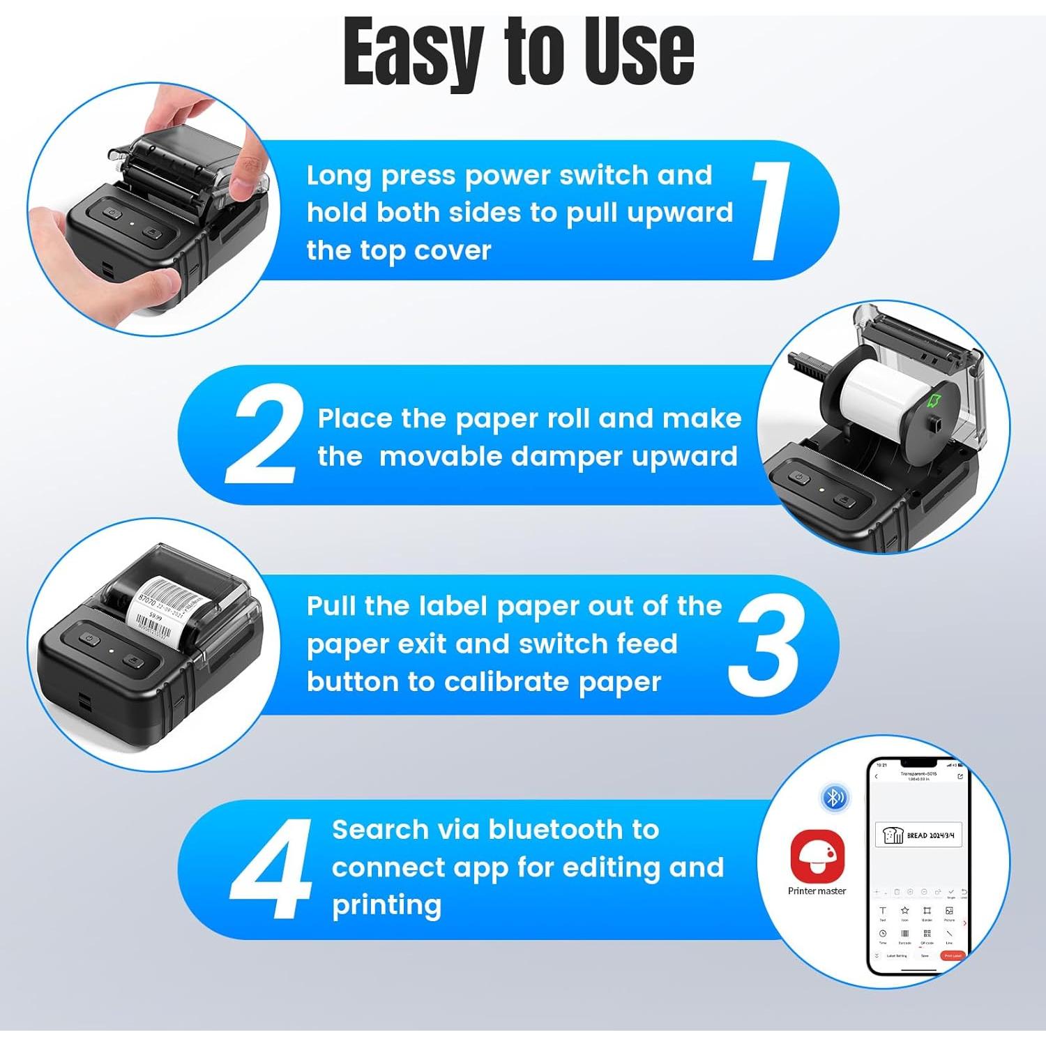 Impresora de Etiquetas Bluetooth Itari M102, 300 Plantillas