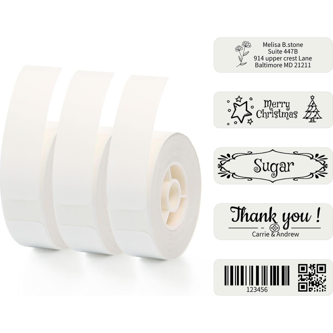 LMASBLTER D110M Blue Label Maker Machine with Tape+3 Rolls White Label Maker Tape