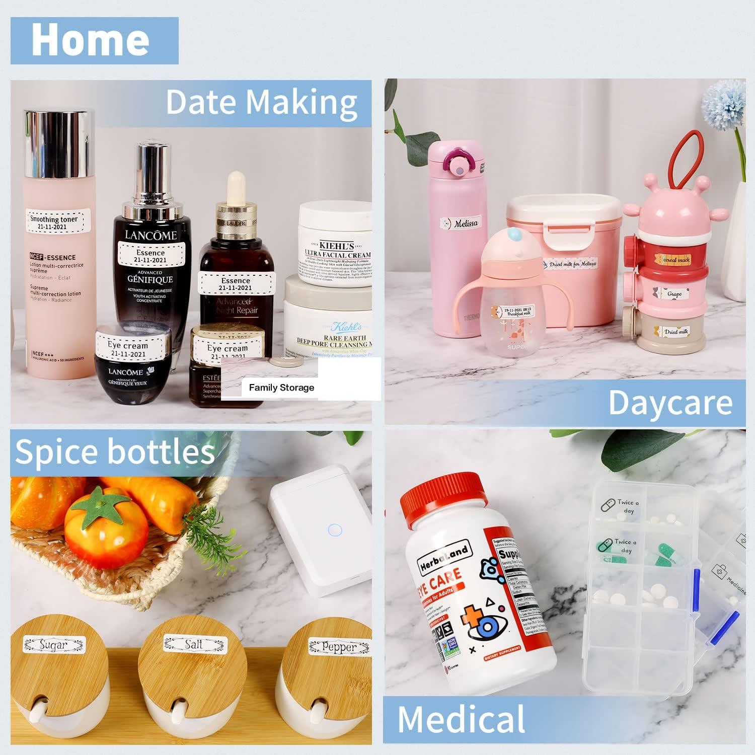 LMASBLTER D110M Blue Label Maker Machine with Tape+3 Rolls White Label Maker Tape