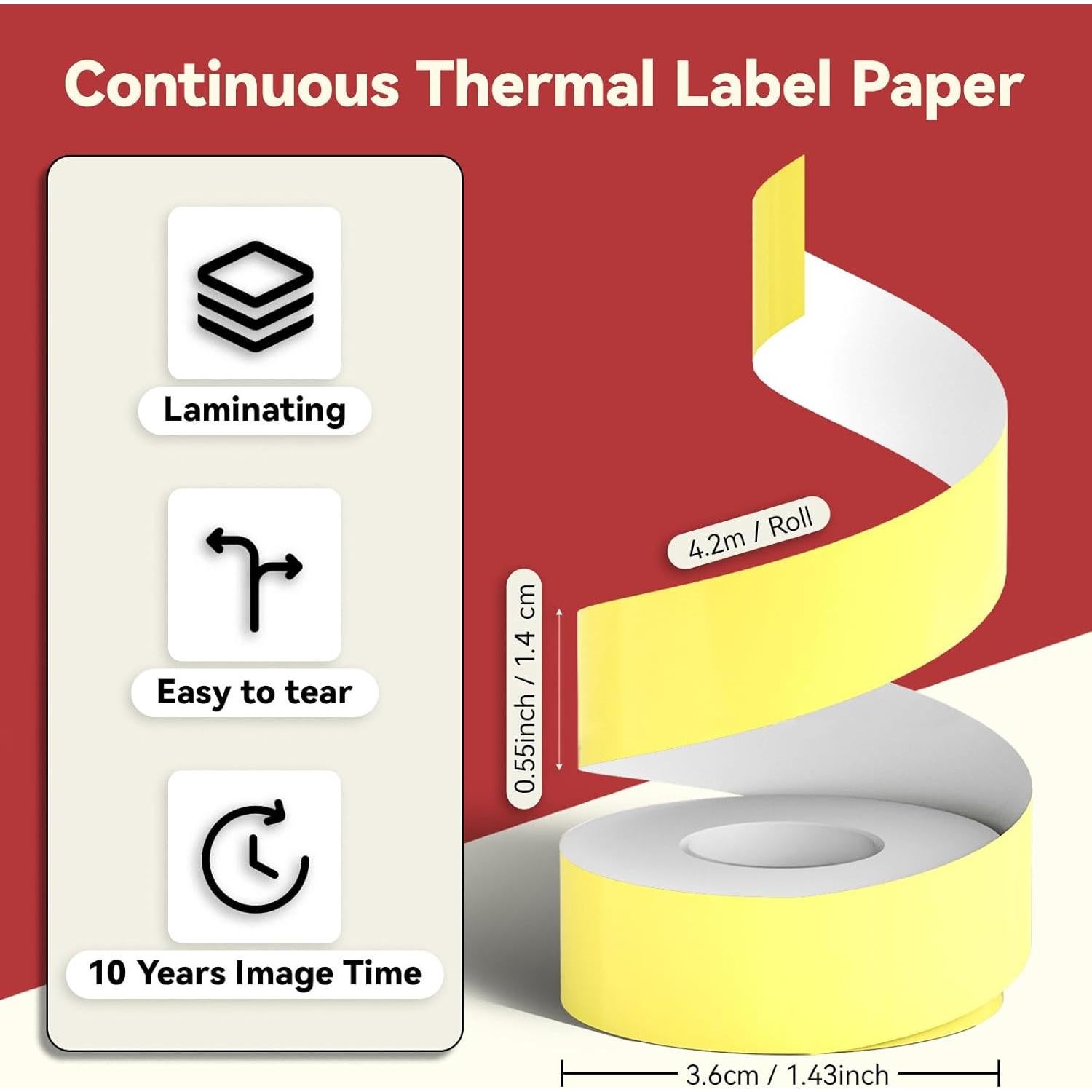 Cinta Etiquetadora PeriPage 14mm x 4.2m Amarillo