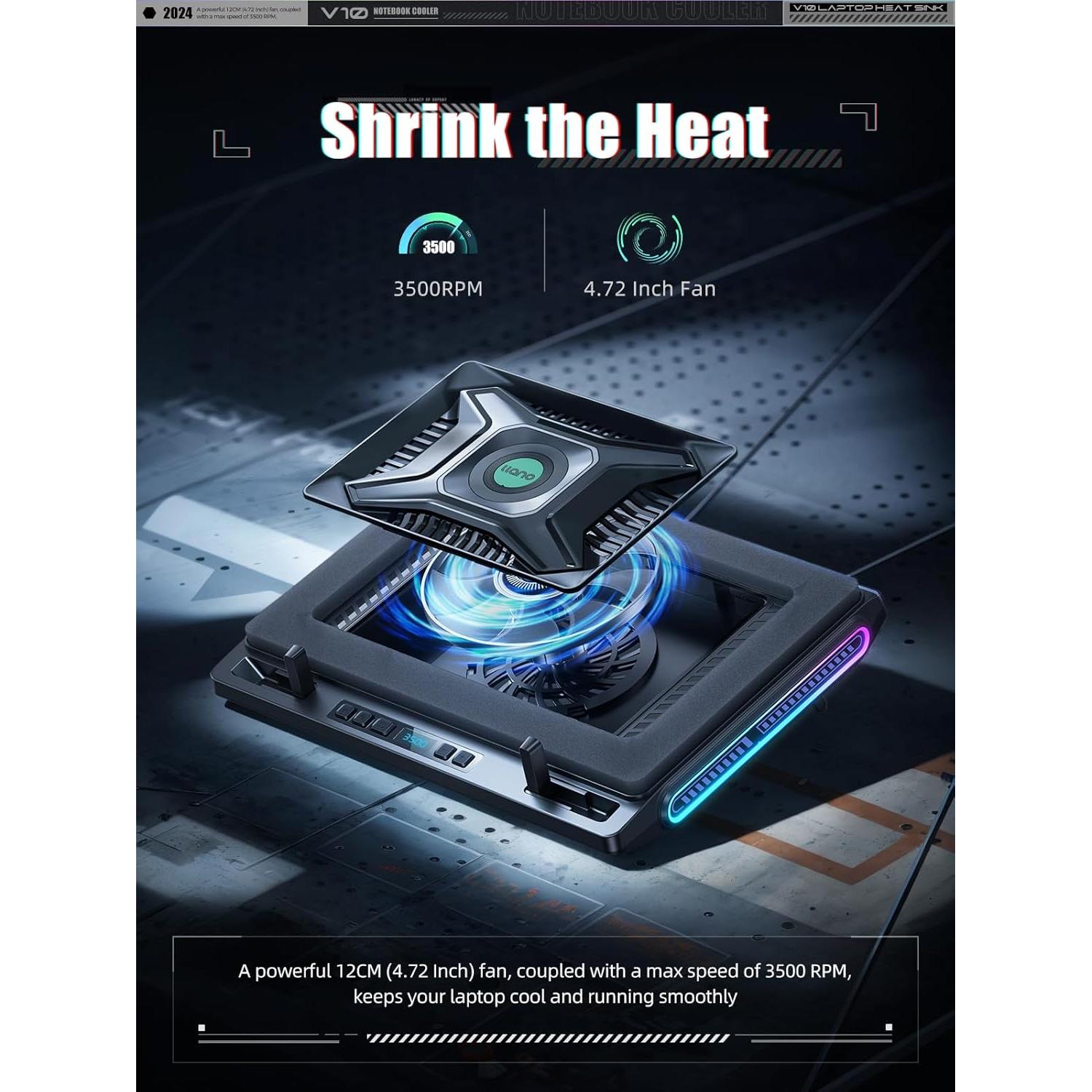 Pad de Enfriamiento Llano V10 para Laptop 13-17.3" RGB