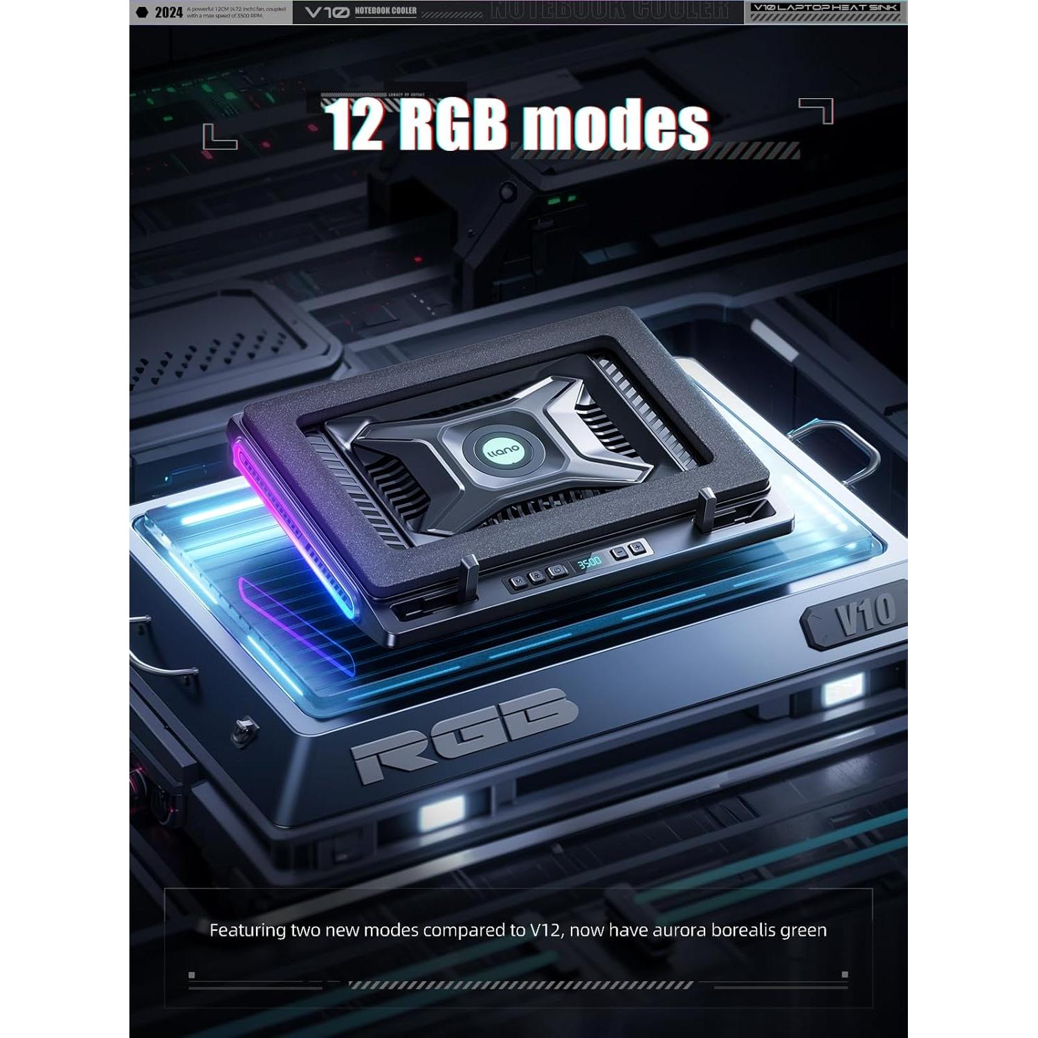 Pad de Enfriamiento Llano V10 para Laptop 13-17.3" RGB