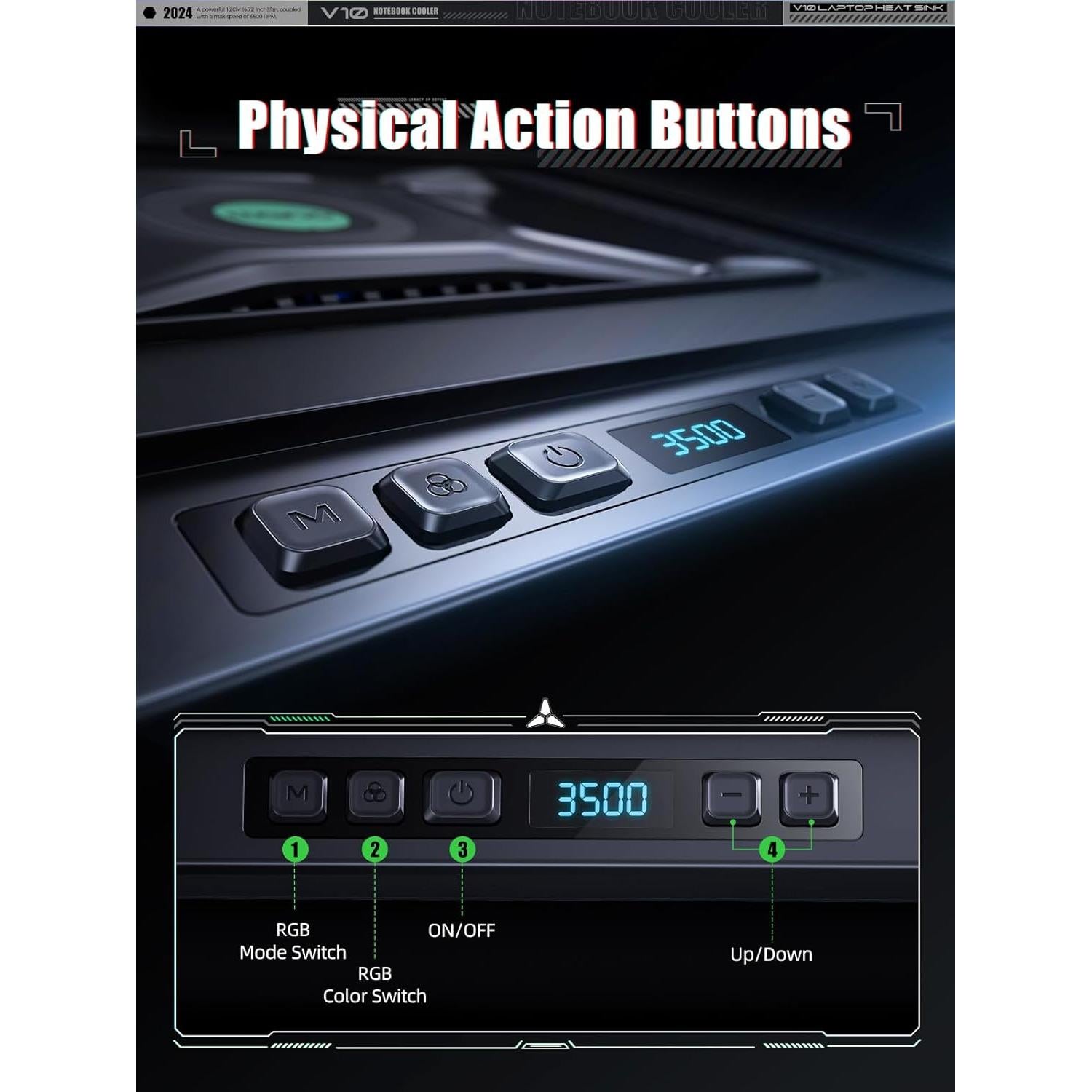 Pad de Enfriamiento Llano V10 para Laptop 13-17.3" RGB