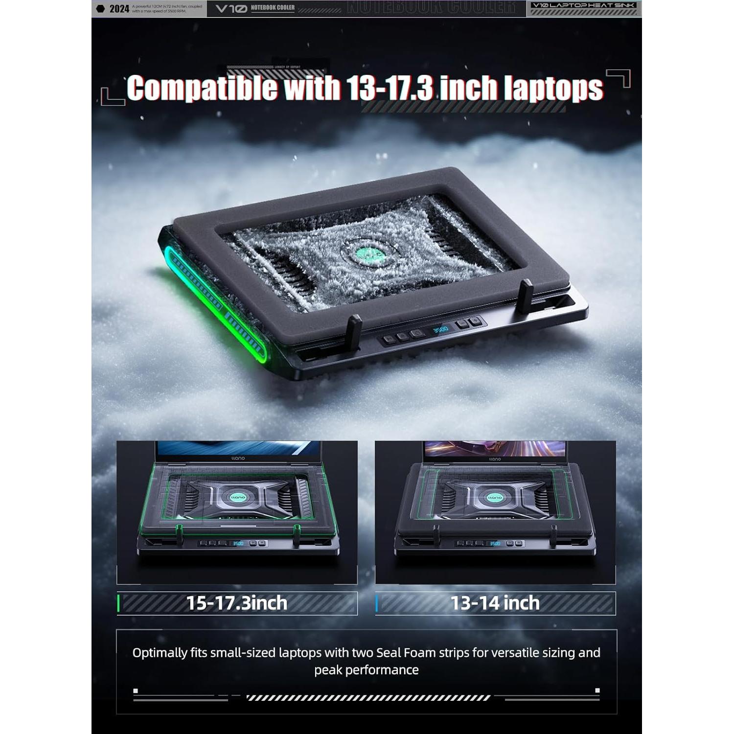 Pad de Enfriamiento Llano V10 para Laptop 13-17.3" RGB