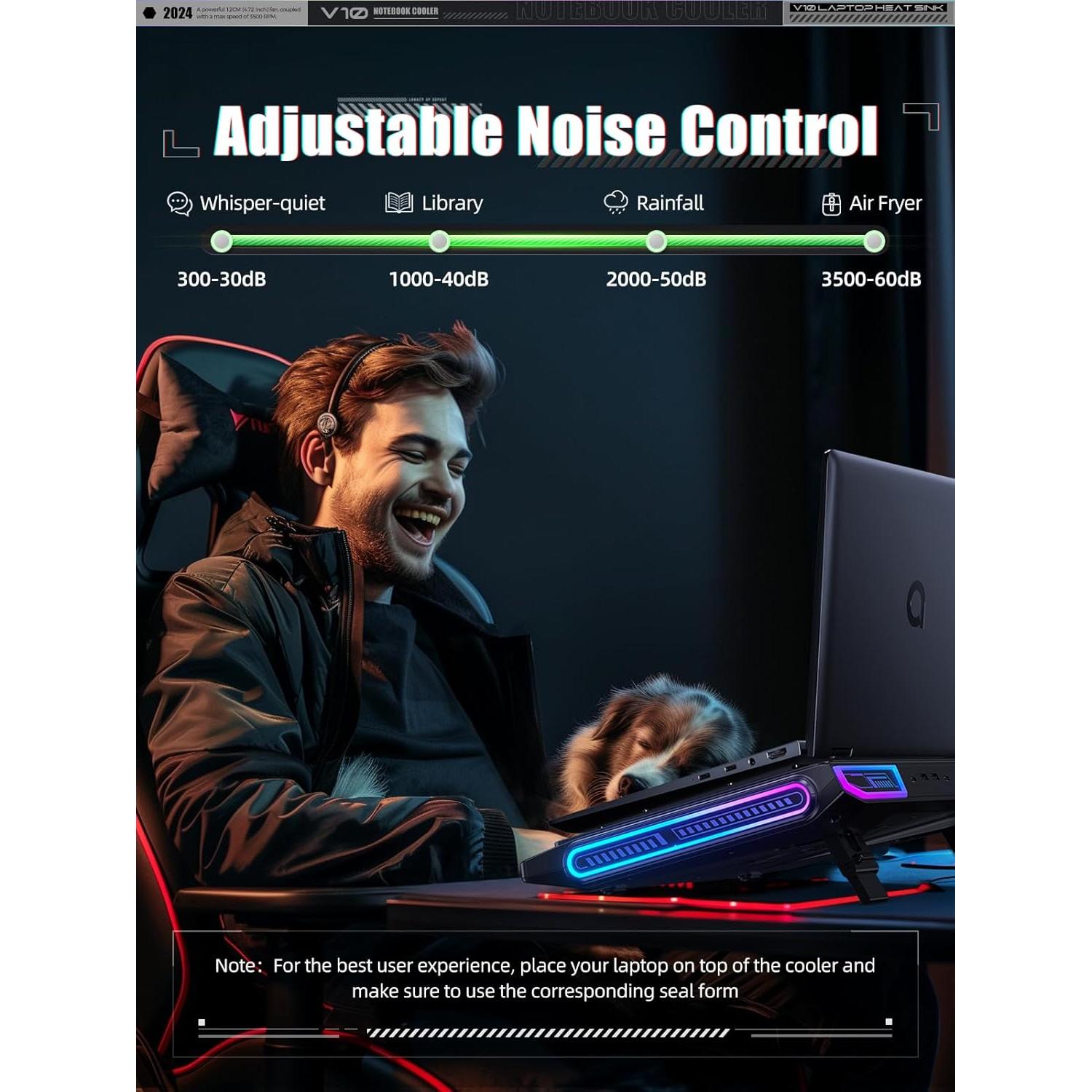 Pad de Enfriamiento Llano V10 para Laptop 13-17.3" RGB