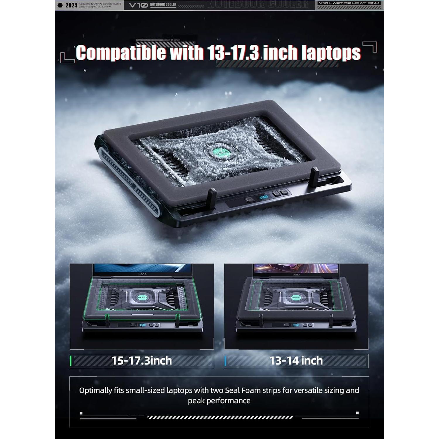 Base de Enfriamiento Llano V10-SE para Laptop 13-17.3"