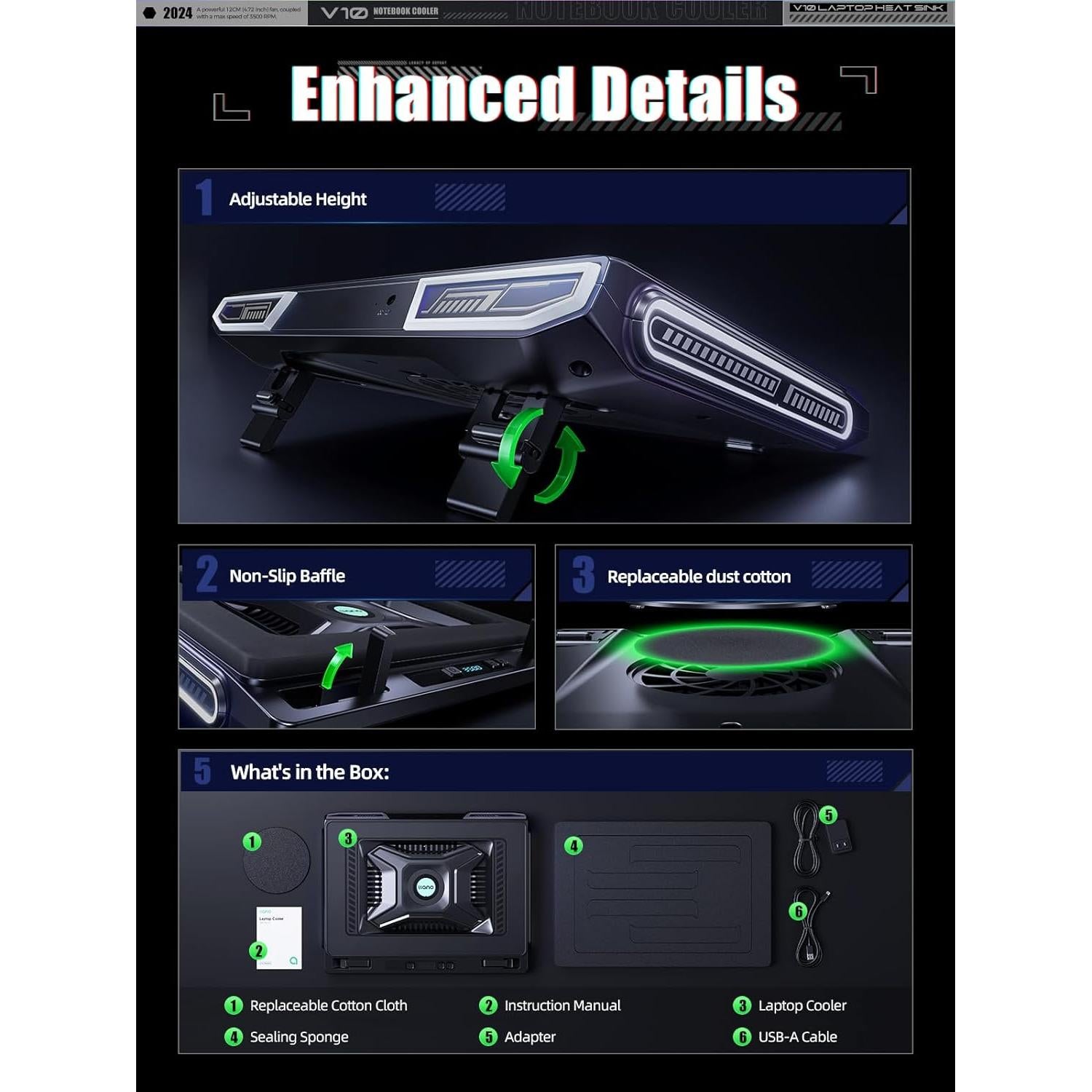 Base de Enfriamiento Llano V10-SE para Laptop 13-17.3"