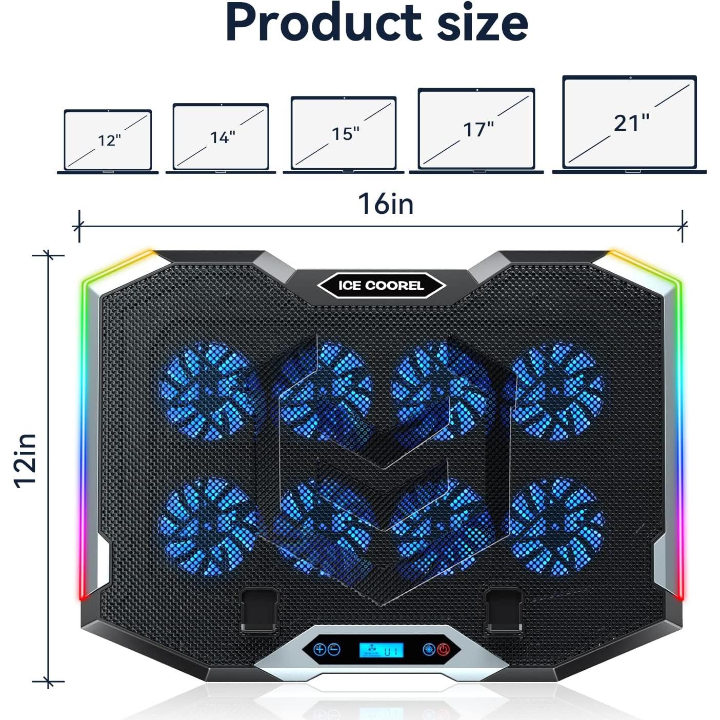 Pad de Enfriamiento para Portátil ICE COOREL K10 8 Ventiladores