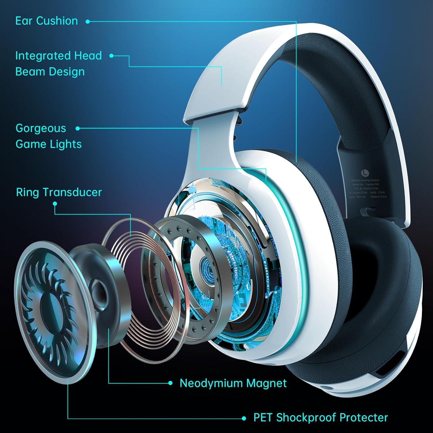Auriculares Gaming Inalámbricos Gtheos Captain 300 - Blanco