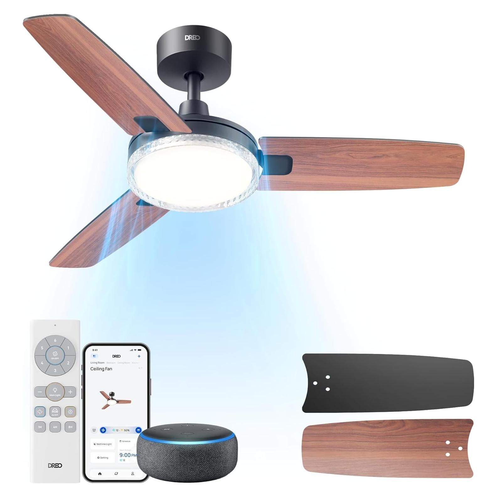 Ventilador de Techo Inteligente Dreo DR-HCF005S 42" Negro con Luz LED