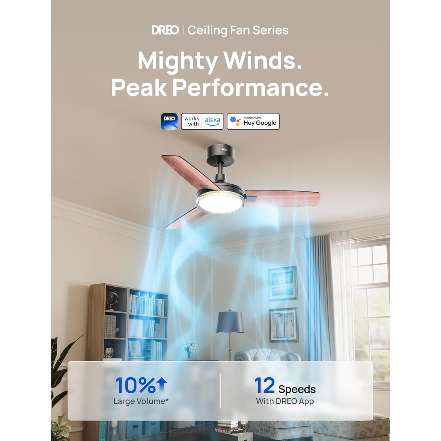 Ventilador de Techo Inteligente Dreo DR-HCF005S 42" Negro con Luz LED