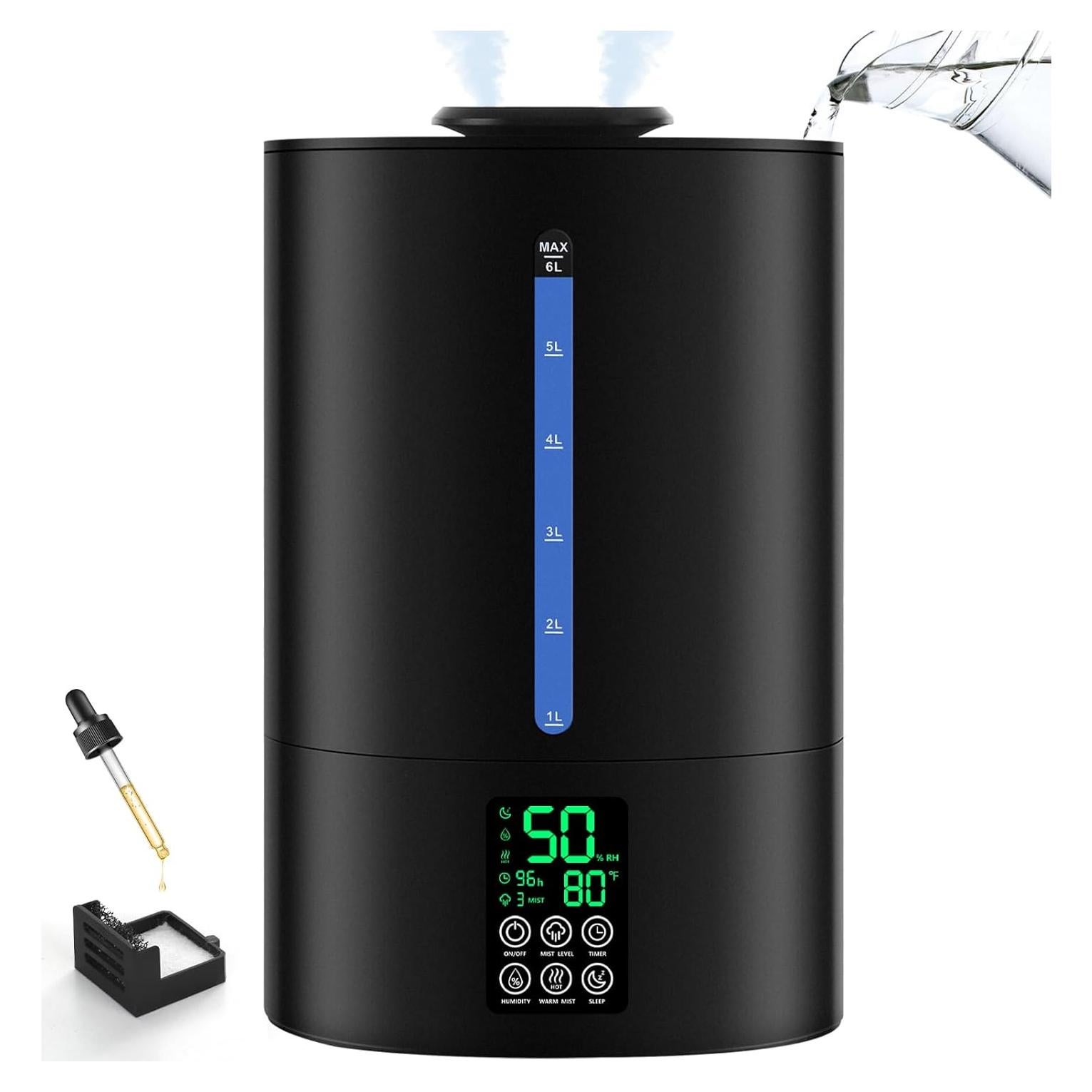 Humidificador Coolfiqu 6L con difusor de aceites - Negro