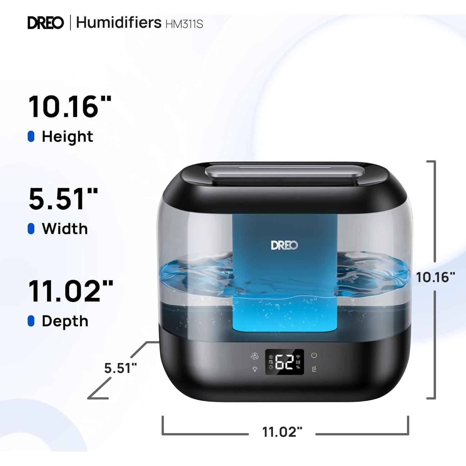 Humidificador Dreo 4L Inteligente Ultrasónico Negro