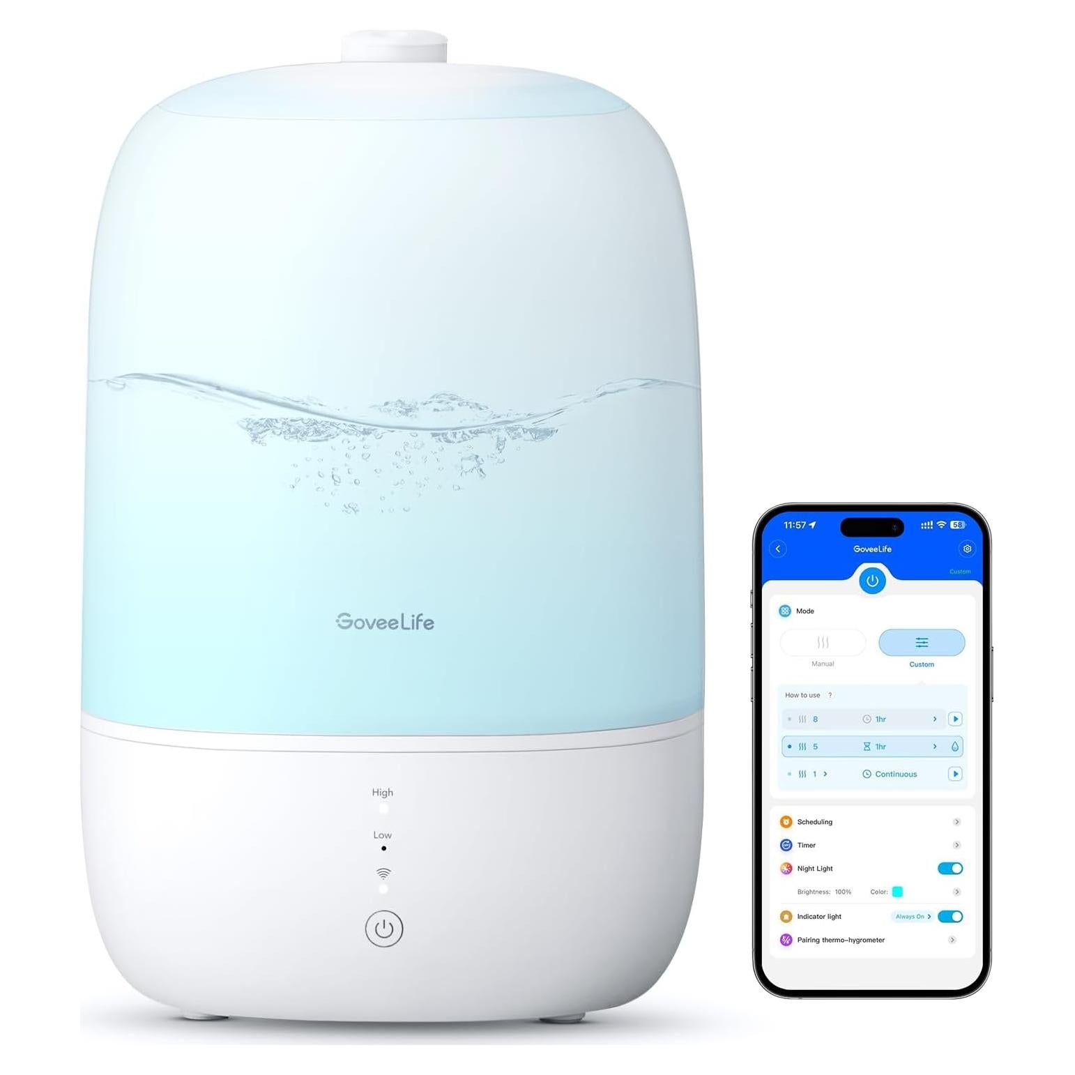 Humidificador Inteligente GoveeLife H7140 3L con Difusor y Luz Nocturna