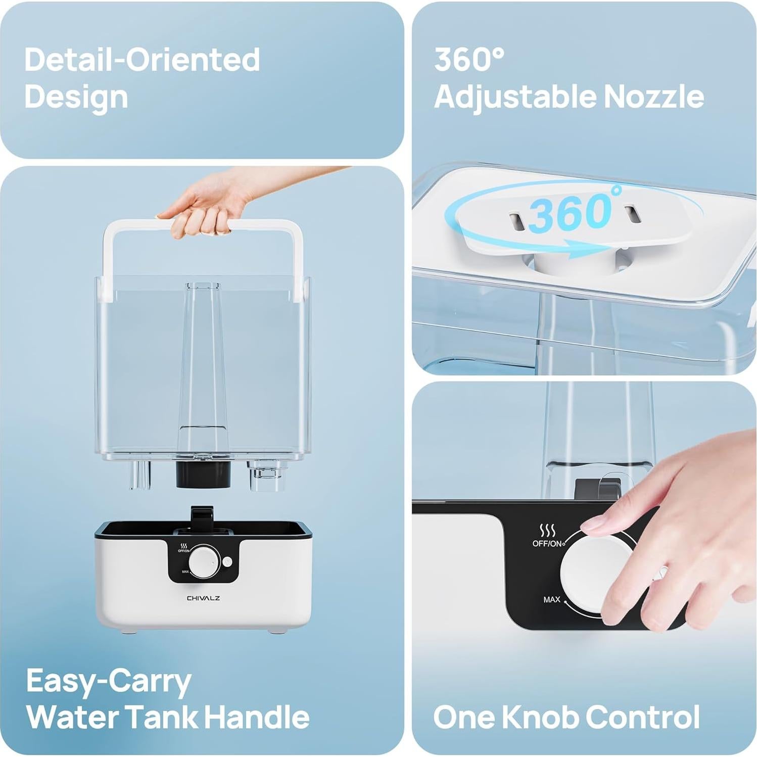 Humidificador CHIVALZ 6L para Dormitorio y Bebés, Silencioso