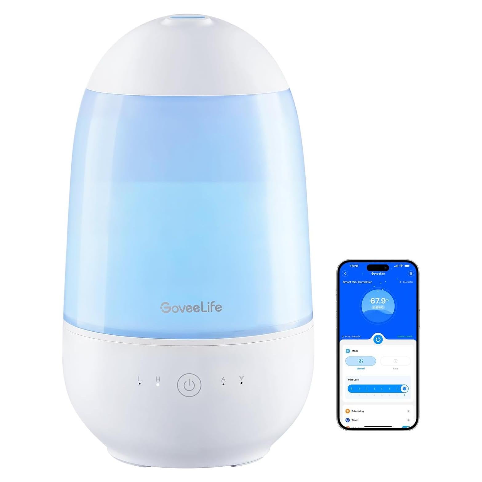 Humidificador Inteligente GoveeLife 2.2L con Control APP y Luz Nocturna