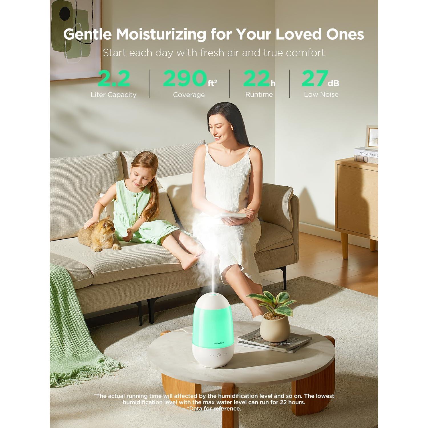 Humidificador Inteligente GoveeLife 2.2L con Control APP y Luz Nocturna