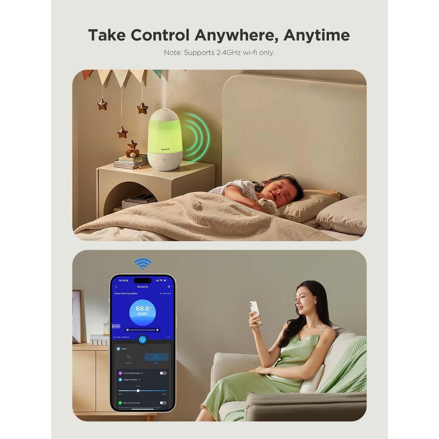 Humidificador Inteligente GoveeLife 2.2L con Control APP y Luz Nocturna