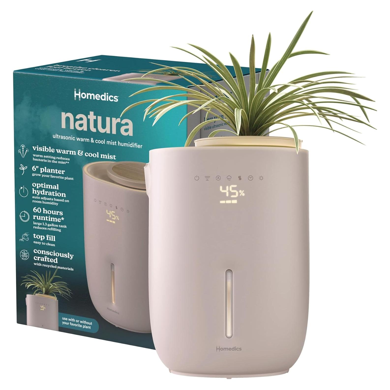 Humidificador Ultrasónico Homedics Natura 4,92L 60h Niebla Fría/Cálida