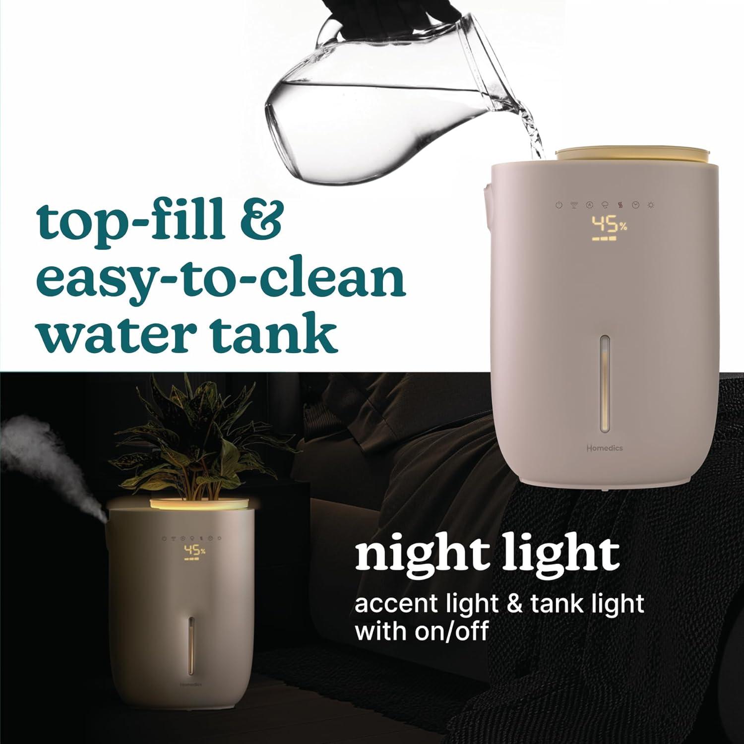 Humidificador Ultrasónico Homedics Natura 4,92L 60h Niebla Fría/Cálida