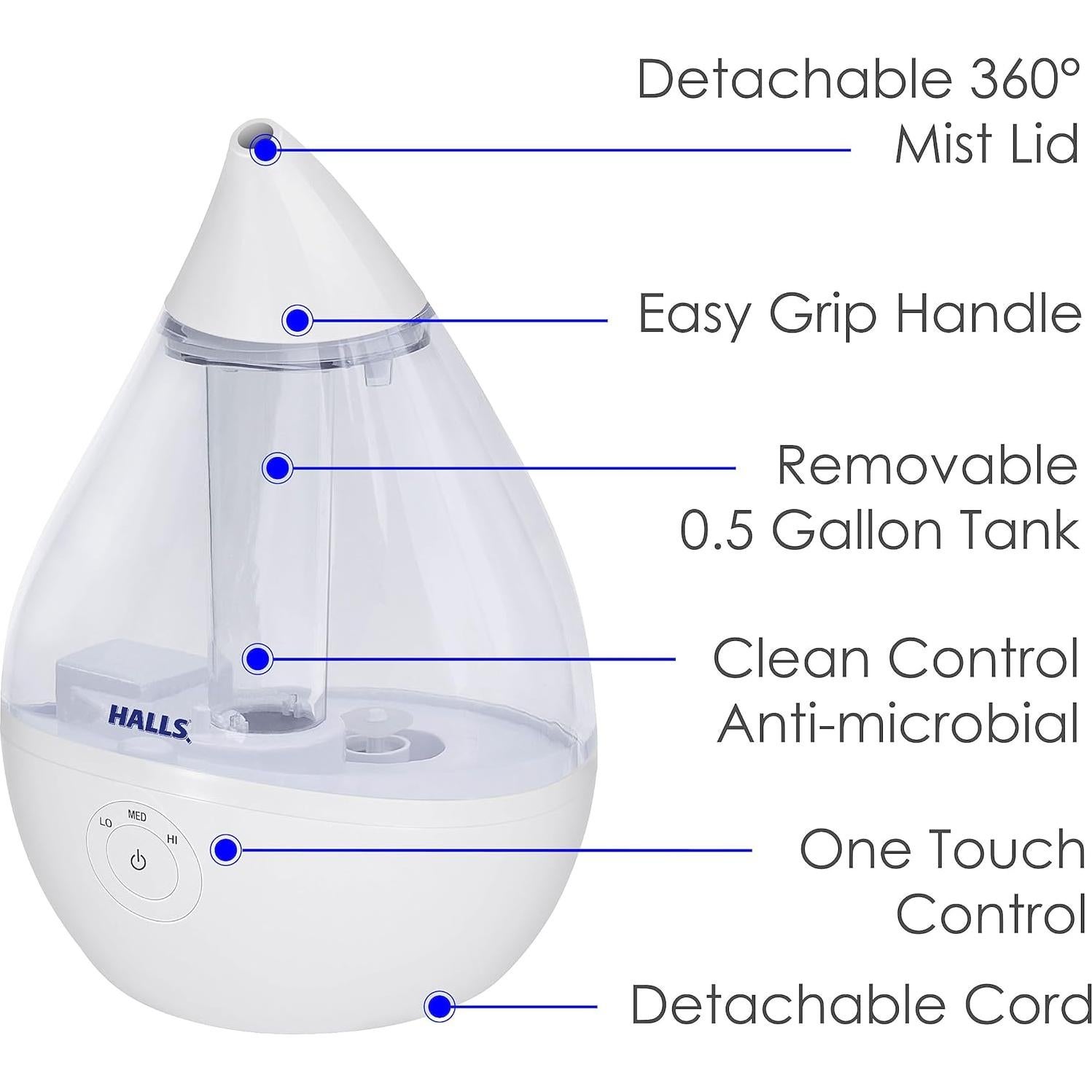 Humidificador Ultrasónico Crane x HALLS Droplet 1.89L