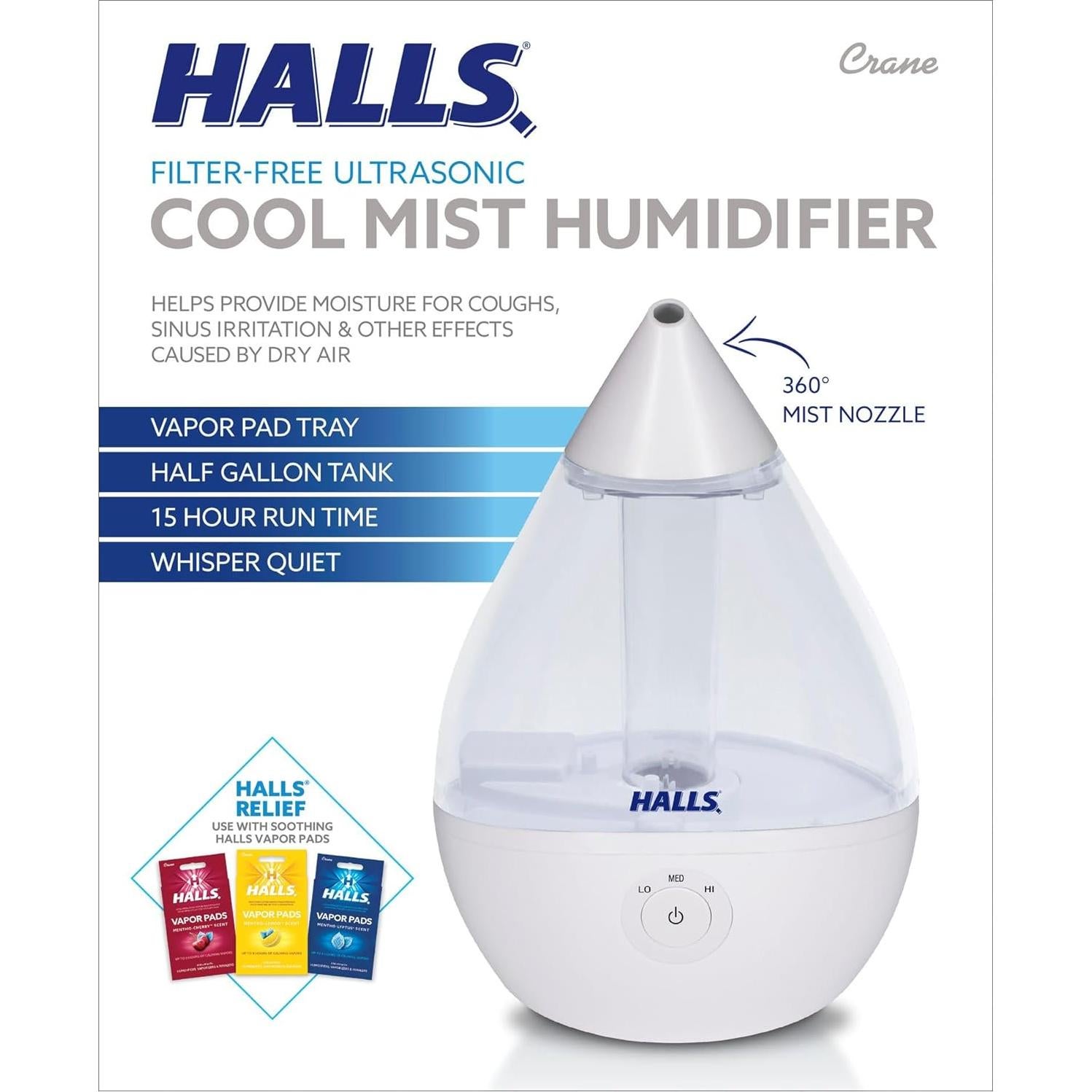 Humidificador Ultrasónico Crane x HALLS Droplet 1.89L