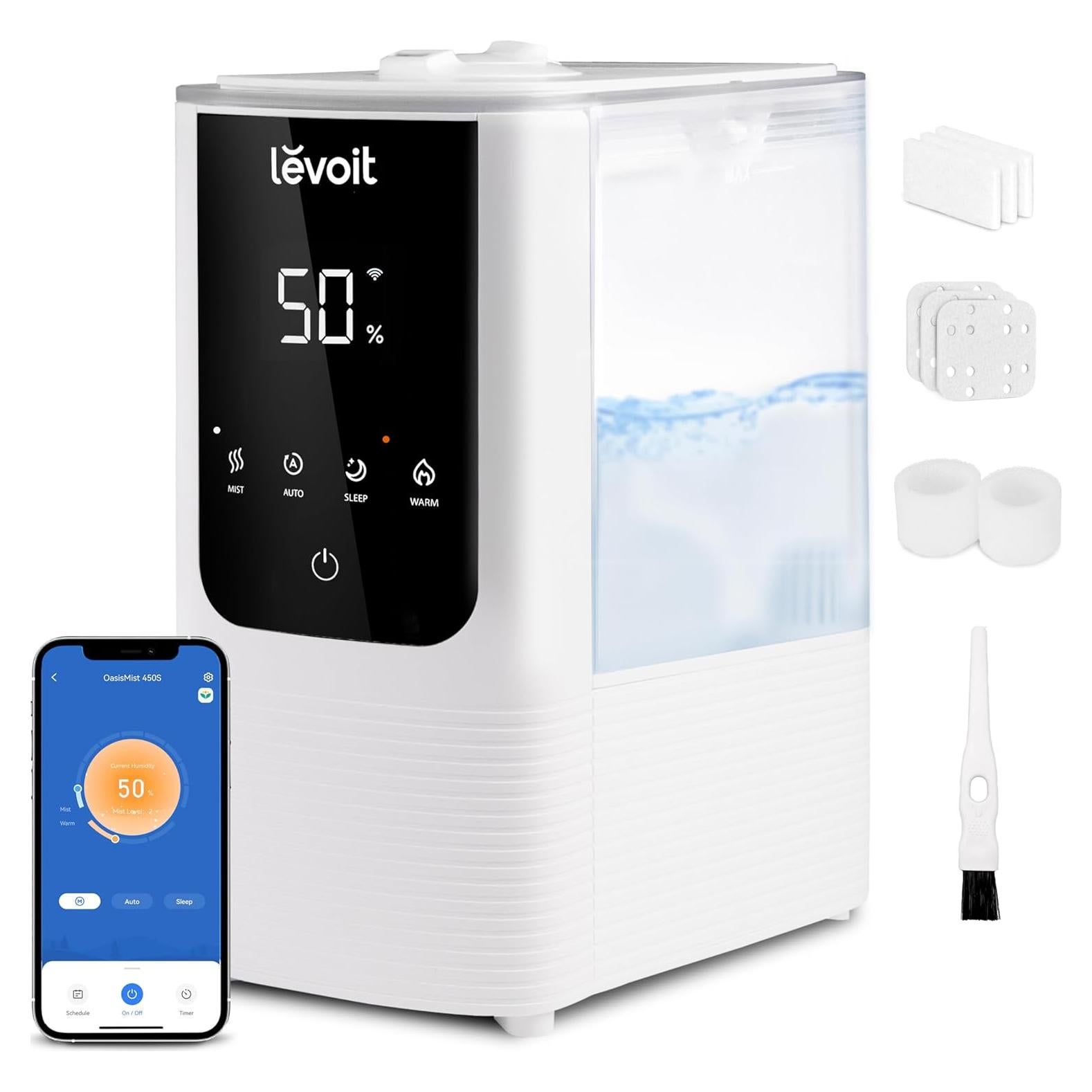 Humidificador inteligente LEVOIT OasisMist 4.5L vapor frío y caliente