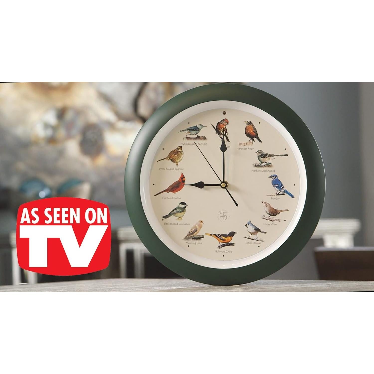 Reloj de Pájaro Cantor Mark Feldstein 25 Aniversario 33 cm Verde