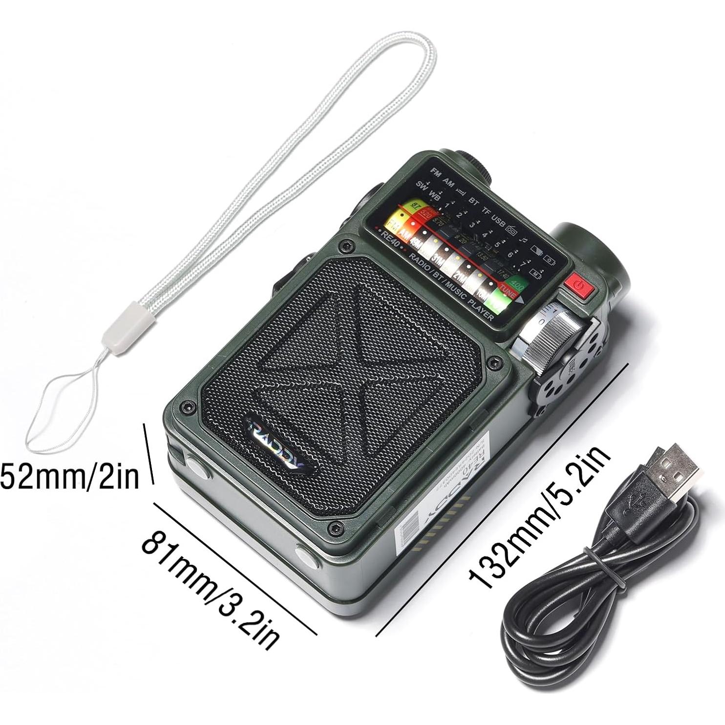Radio Portátil Raddy RE40 FM/AM/SW/WB 4000mAh con Bluetooth