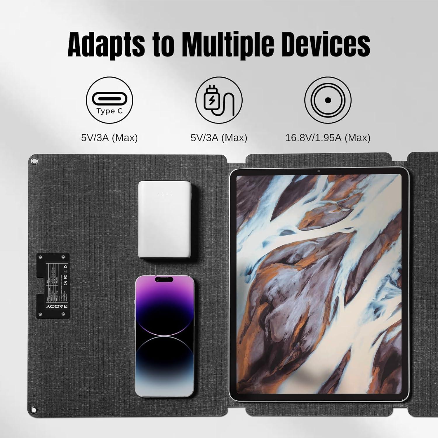 Radio Portátil Raddy RE40 FM/AM/SW con Batería 4000mAh y Panel Solar 30W