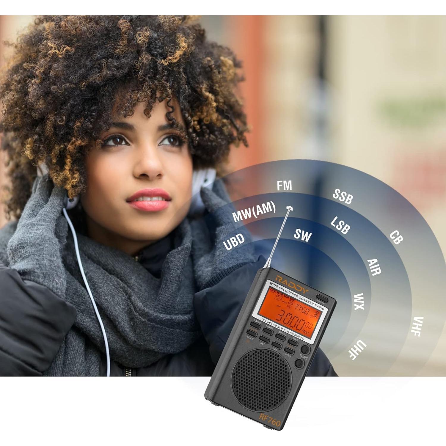 Receptor de Radio Portátil Raddy RF760 AM/FM/SW con NOAA