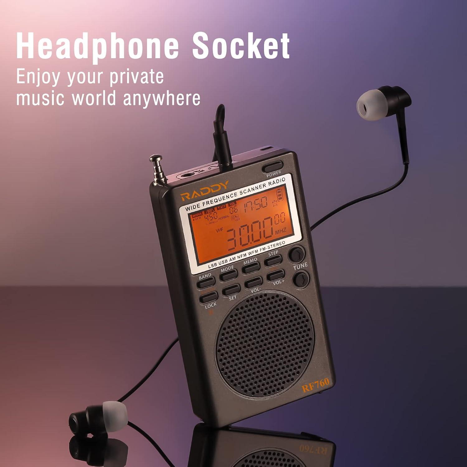 Receptor de Radio Portátil Raddy RF760 AM/FM/SW con NOAA