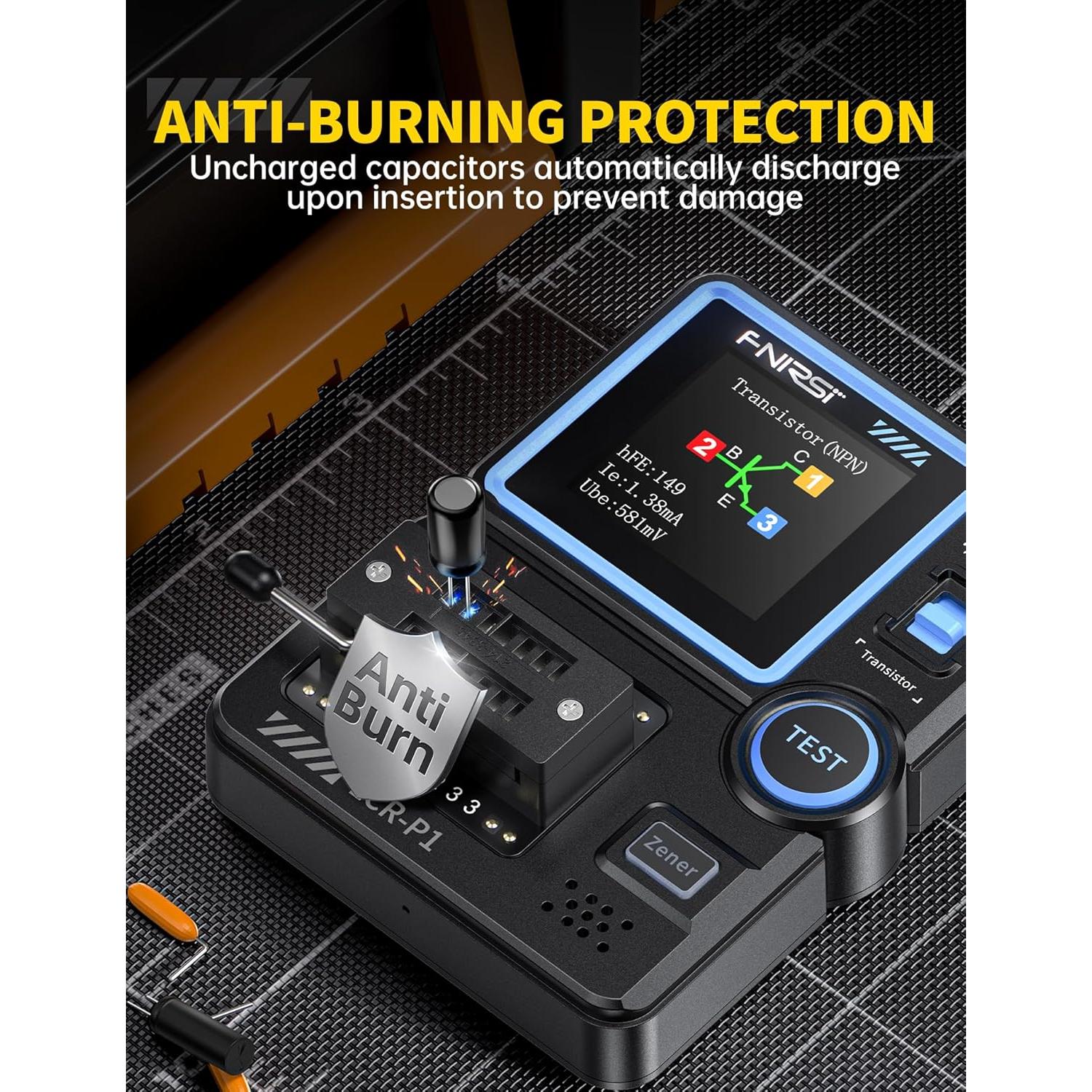 Probador de Transistores FNIRSI LCR-P1 Medidor de Componentes