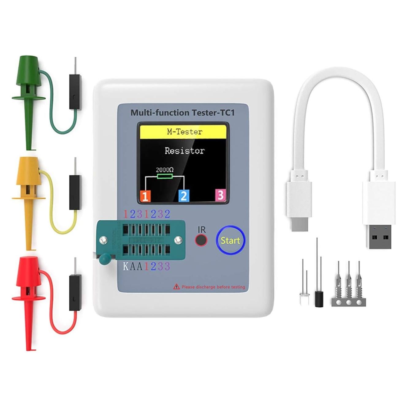 Medidor LCR Aideepen TC1 Pantalla Color Capacitores Transistores