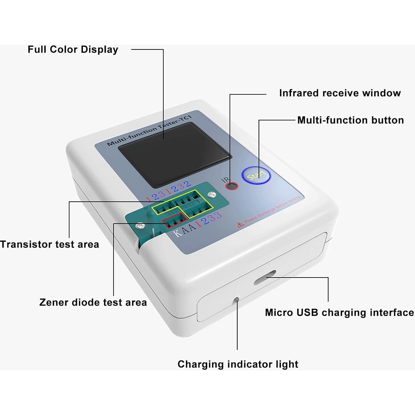 Medidor LCR Aideepen TC1 Pantalla Color Capacitores Transistores
