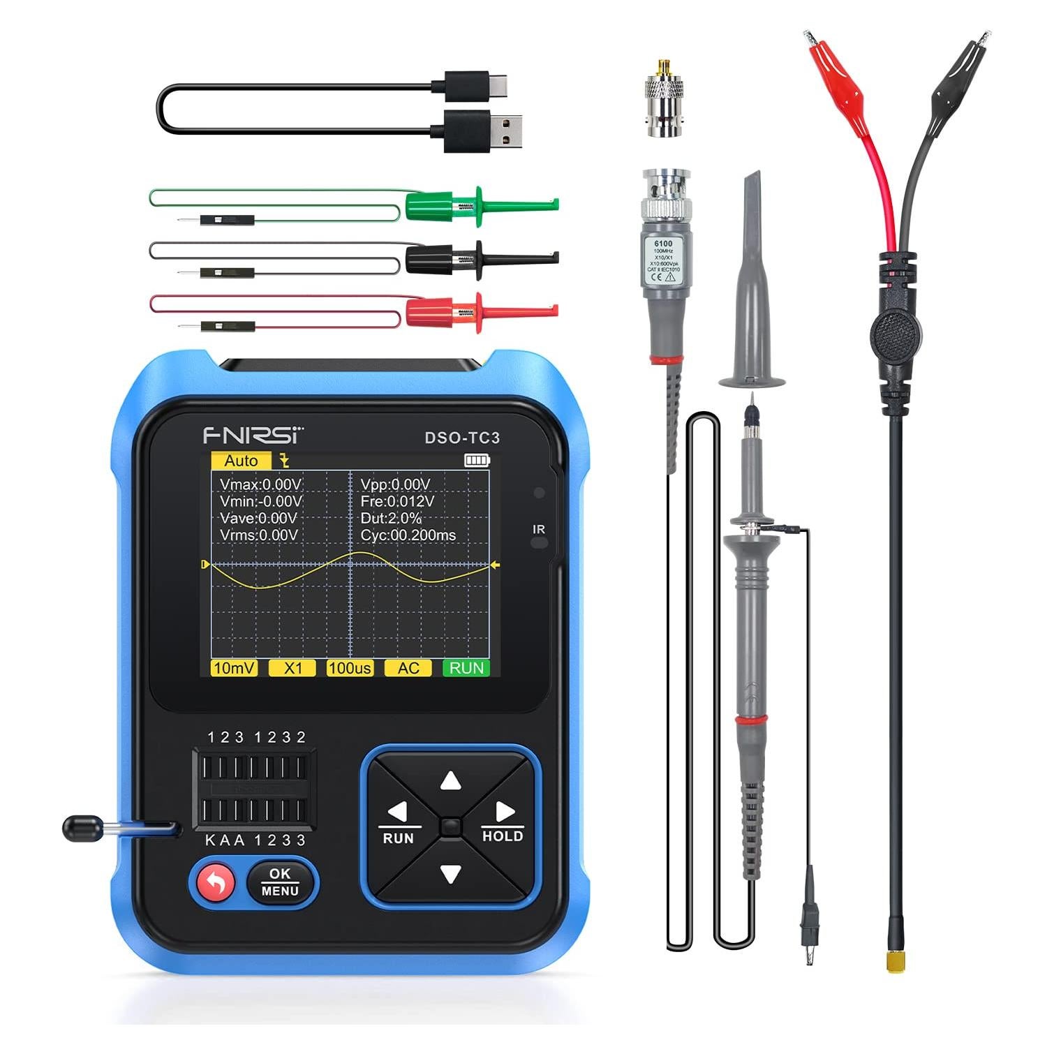 Osciloscopio Digital FNIRSI DSO-TC3 500 kHz 10 MSa/s Portátil
