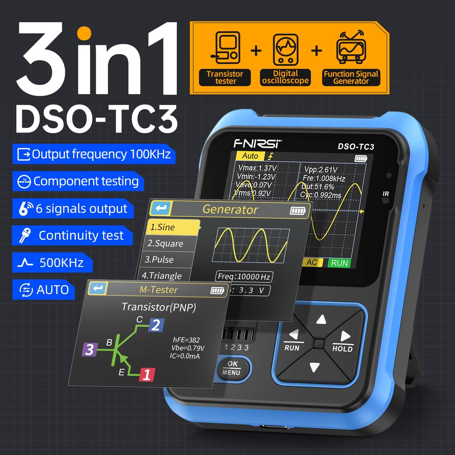 Osciloscopio Digital FNIRSI DSO-TC3 500 kHz 10 MSa/s Portátil